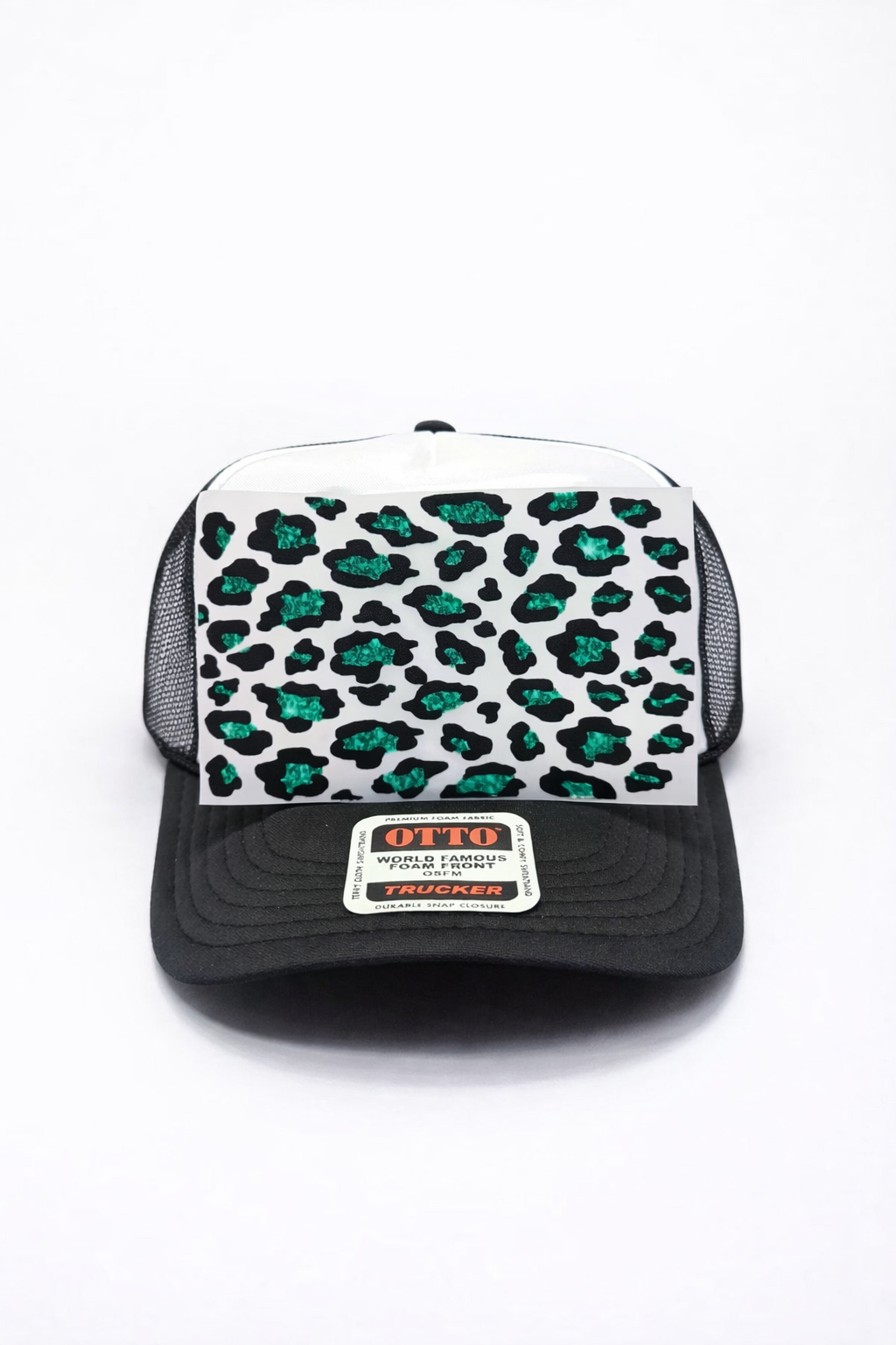 Green Leopard Full Front DTF Prints Hat Patch