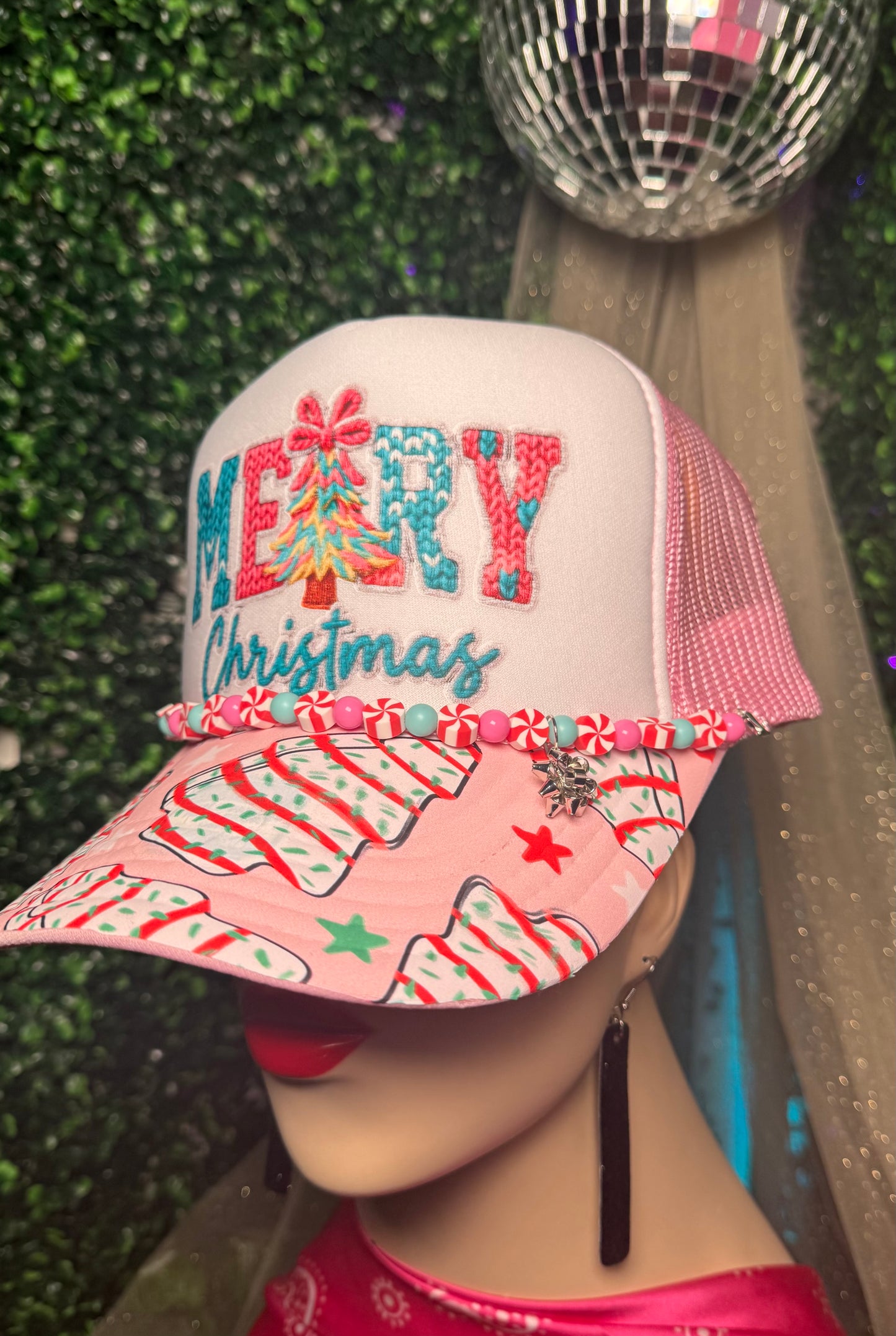 Merry Christmas Yarn Trucker Hat