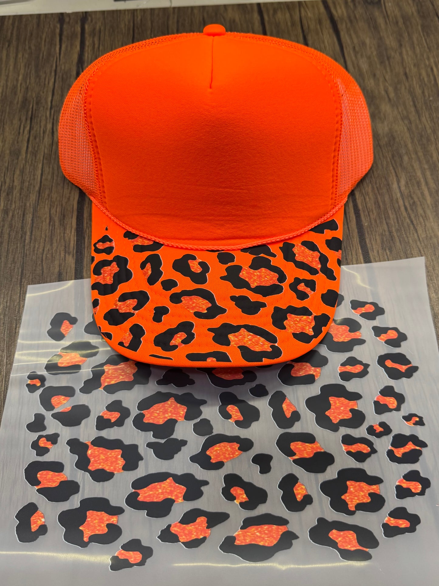 Orange Leopard Bill DTF Prints Hat Patch Wholesale