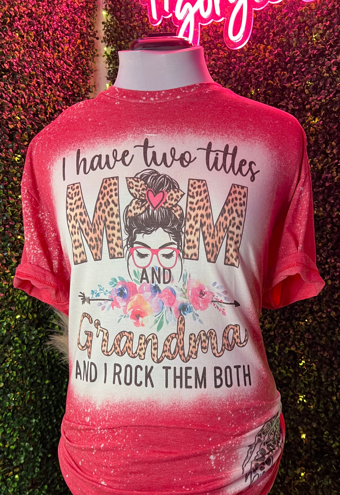 2 Titles Mom and Nene or Mom and Grandma Shirts
