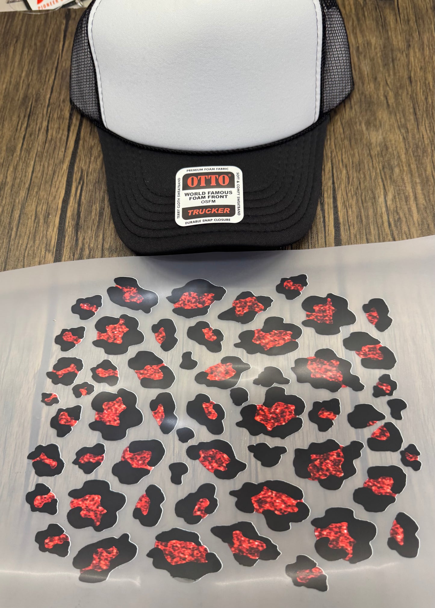 Red Leopard Bill DTF Prints Hat Patch Wholesale