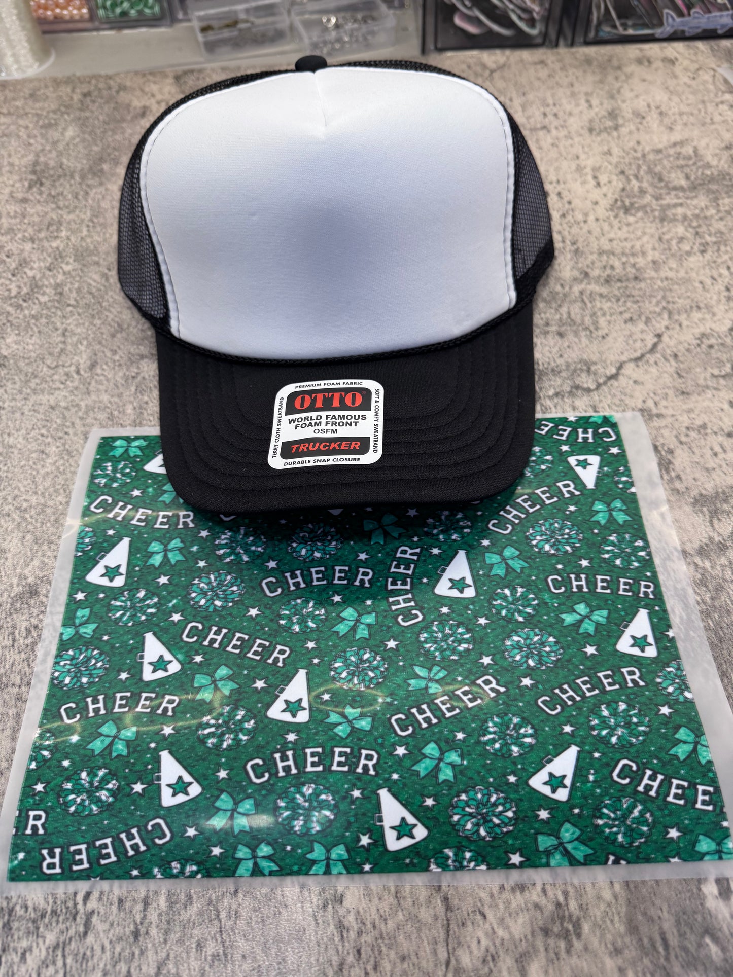 Green Cheer Single Hat Bill DTF Prints