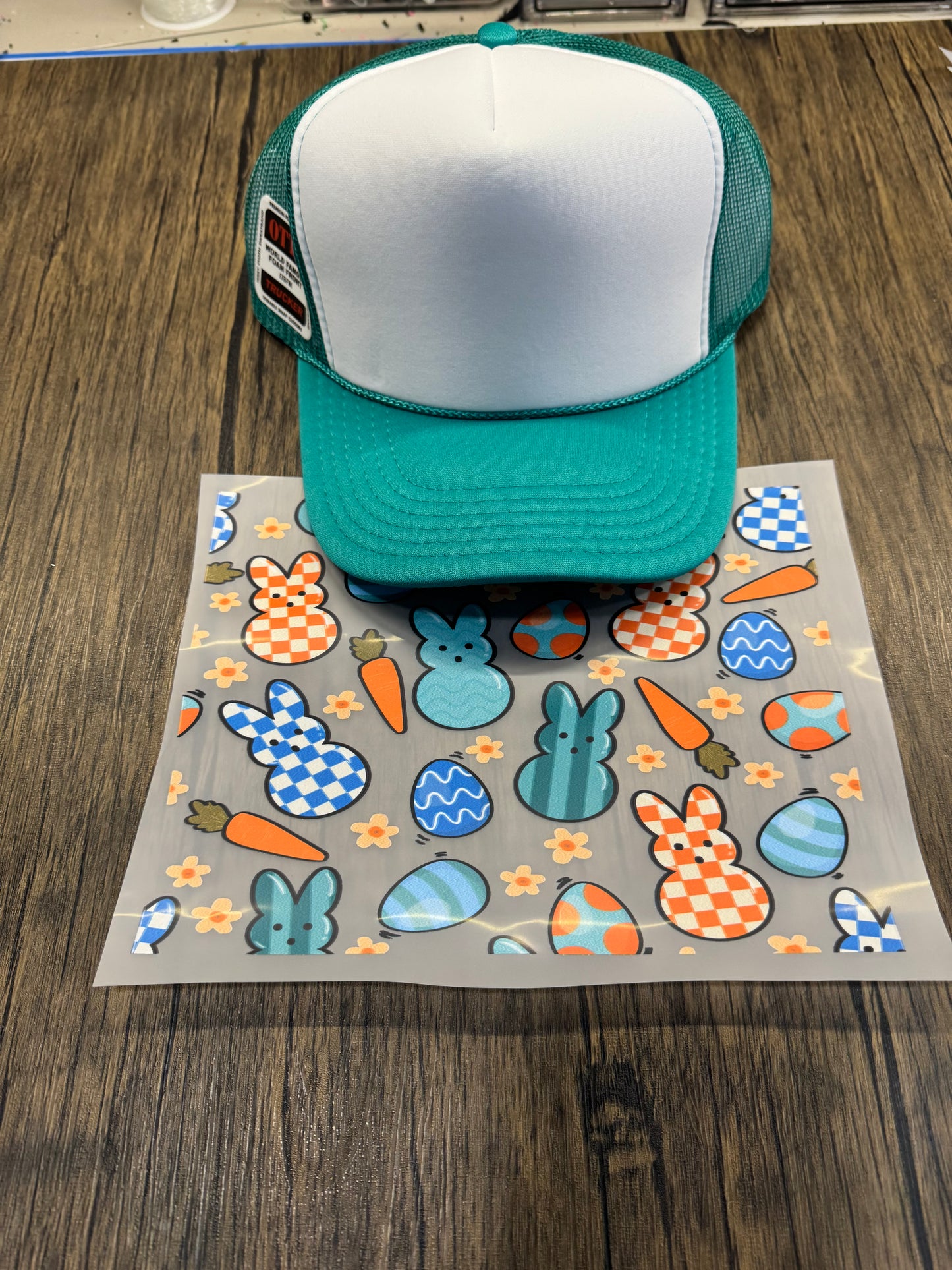 Transparent Easter Bunny Single Hat Bill DTF Prints