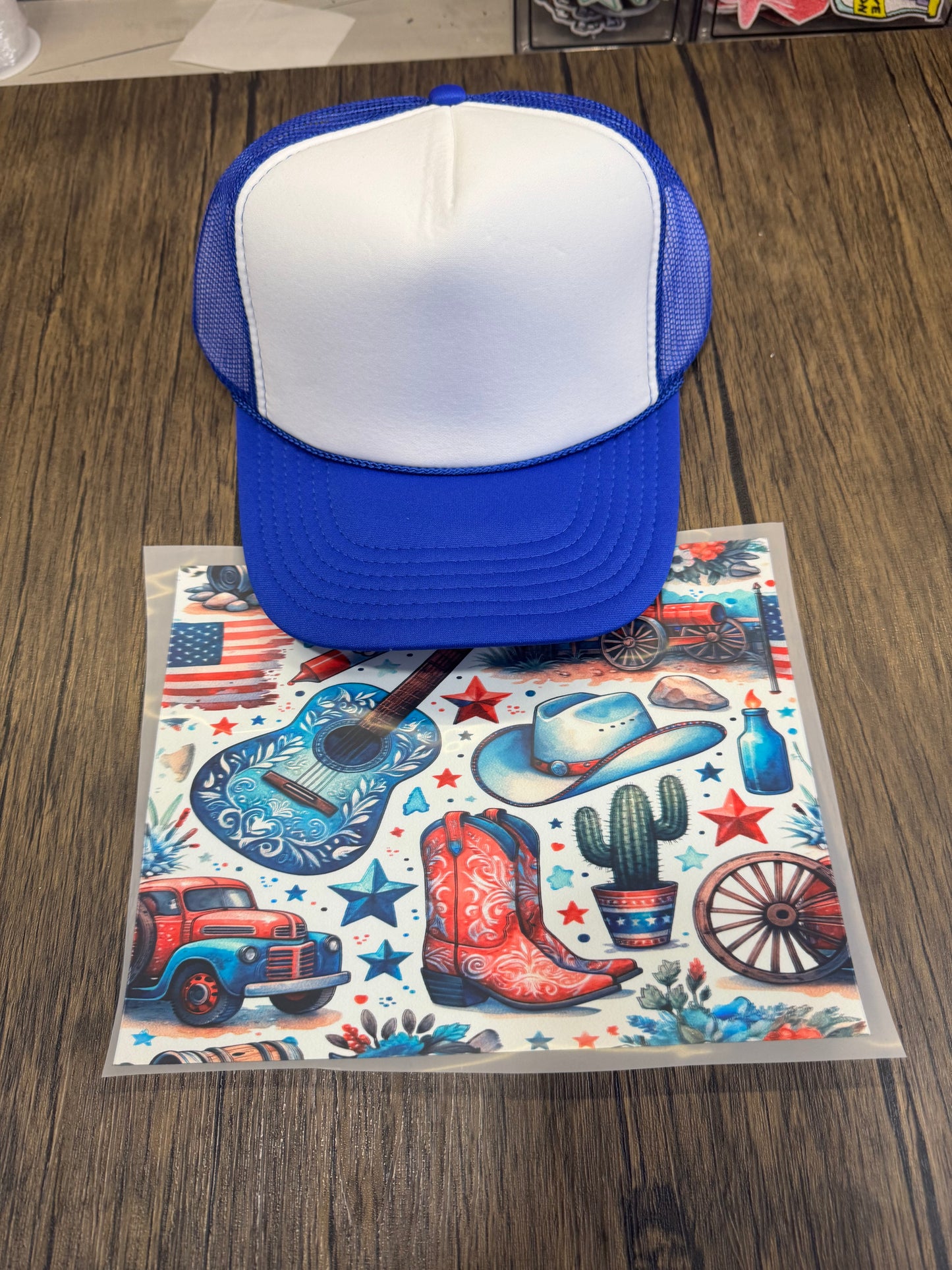 Western USA Single Hat Bill DTF Prints