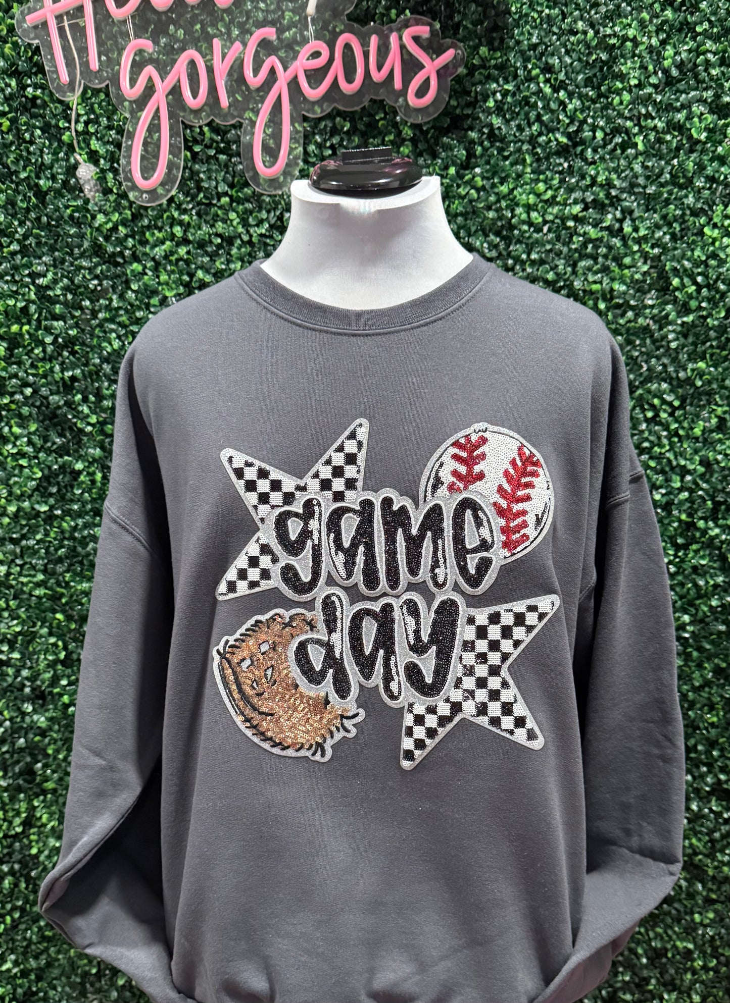 Baseball Sequins Patch Sweatshirt
