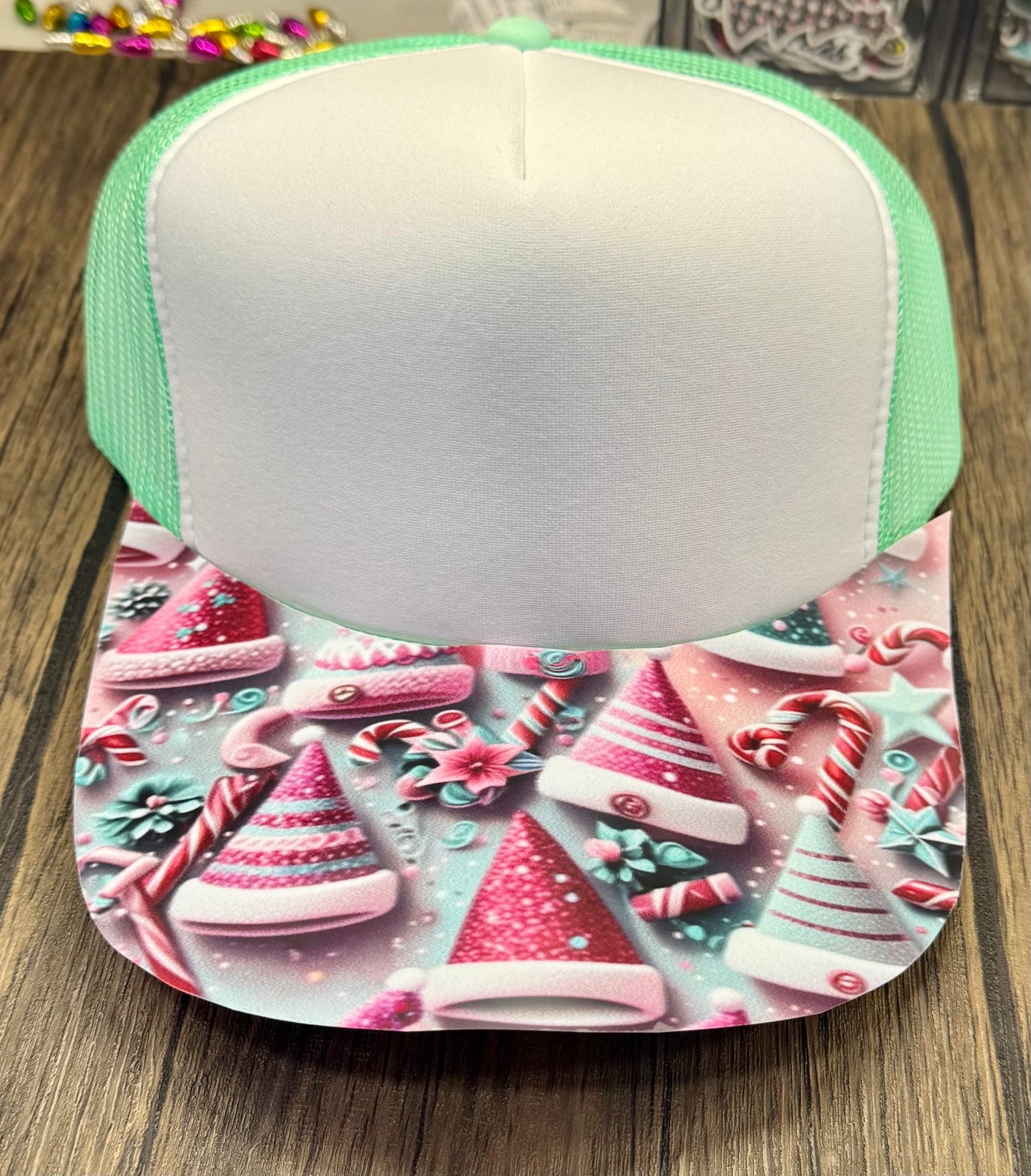 Pink Santa Hats Hat DTF Premade