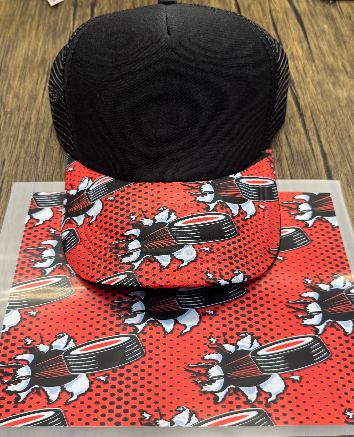 2 Color Option Hockey Single Hat Bill DTF Prints  Wholesale