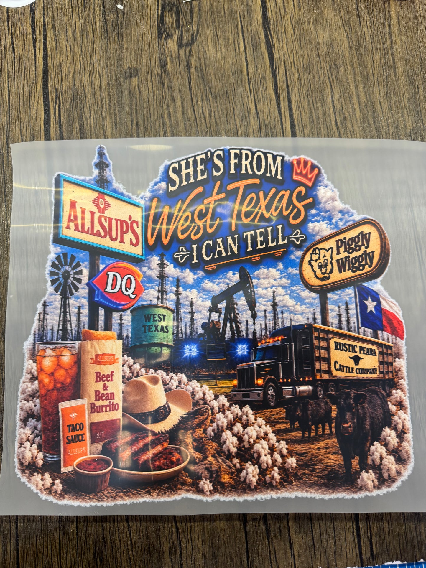 Shes From West Texas Full Size Tops DTF Prints