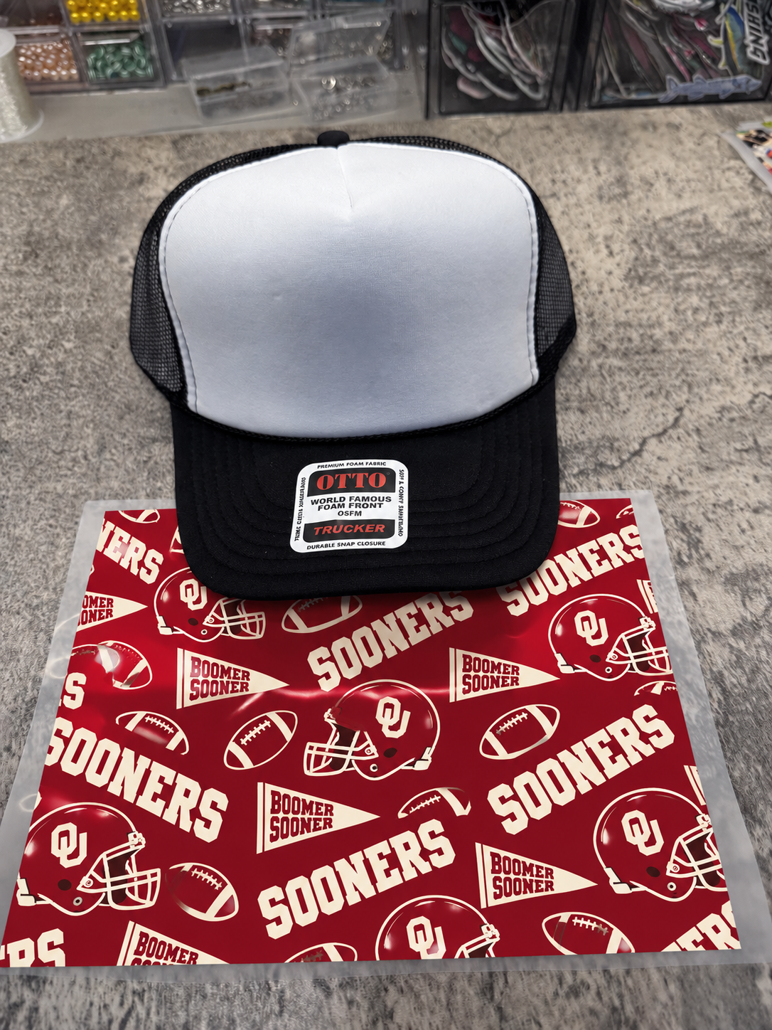 Sooners Single Hat Bill DTF Prints
