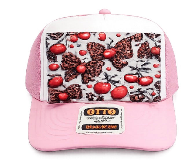 Leopard Cherry Bow Full Front DTF Prints Hat Patch