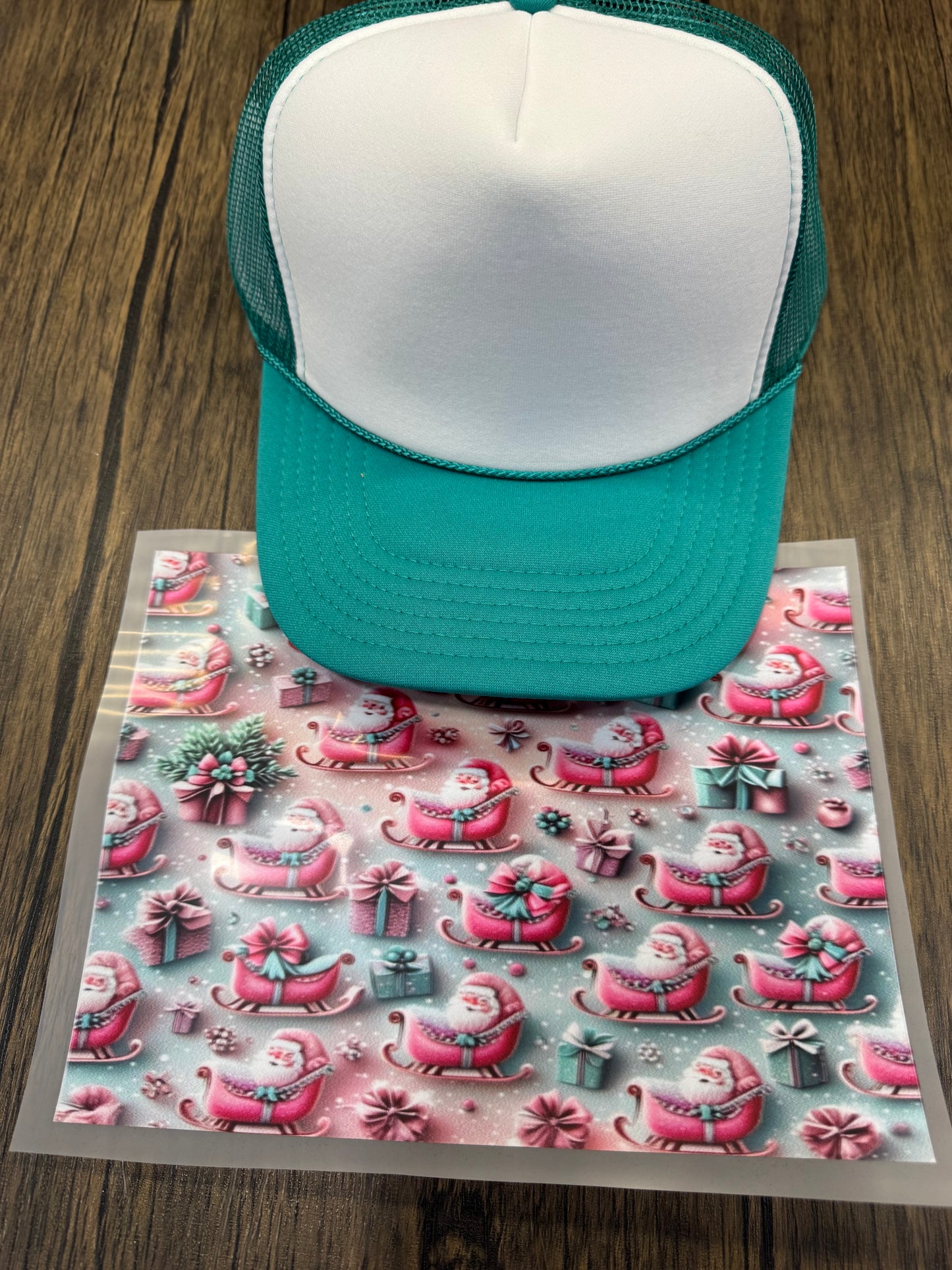 Santa's Sleigh Single Hat Bill DTF Prints