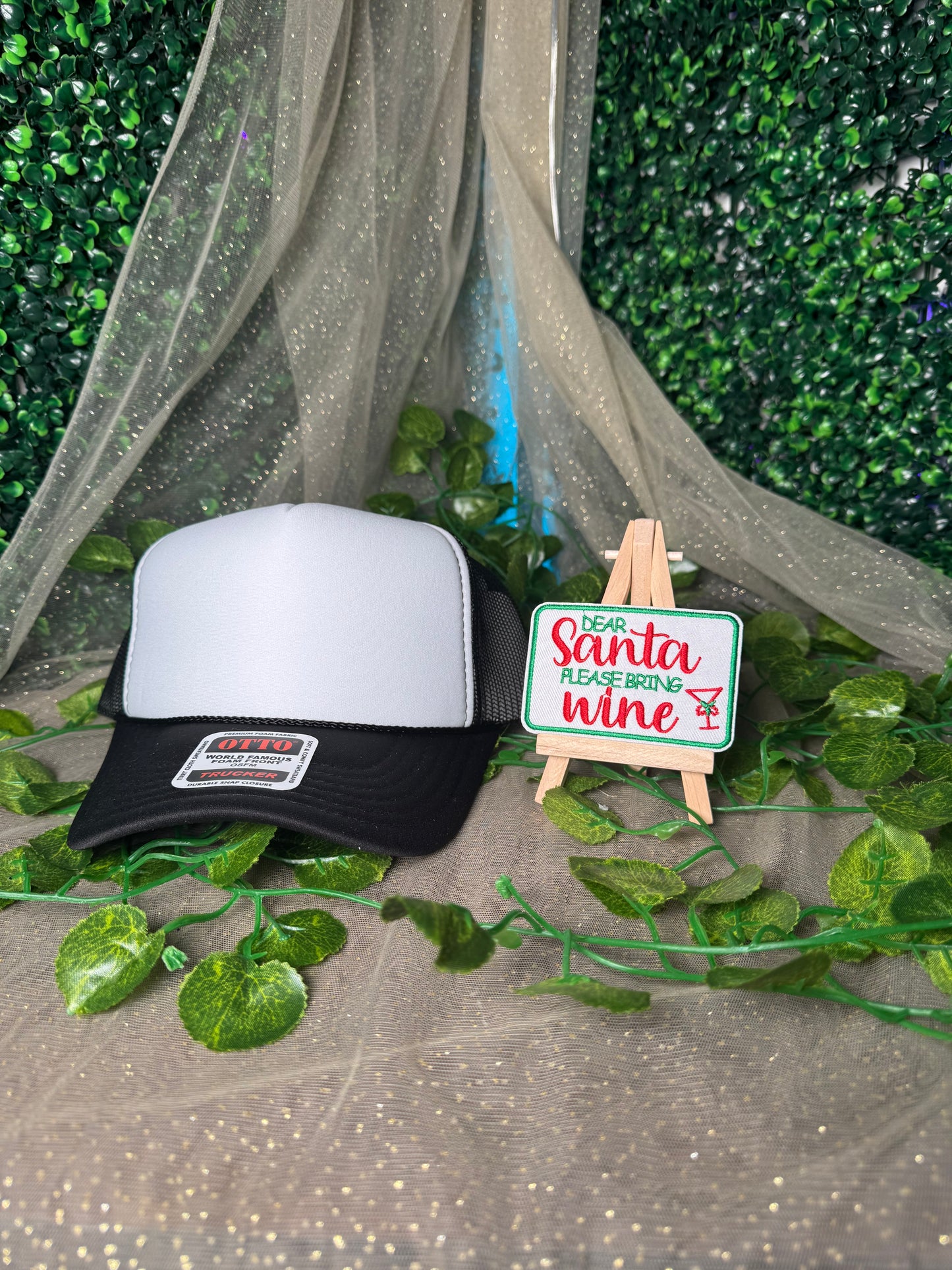 Santa Please Bring Wine Hat Patch Wholesale