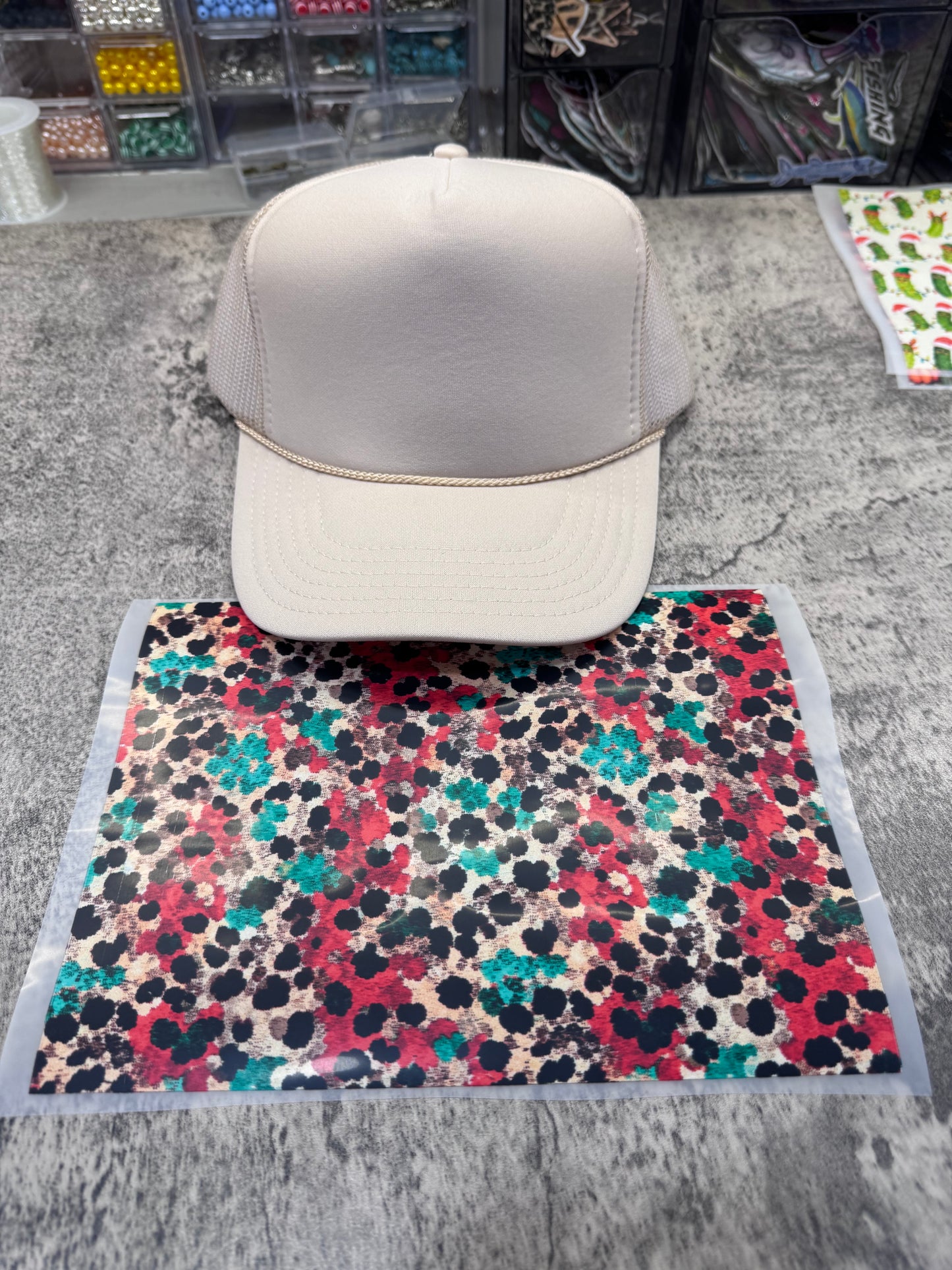 Christmas Leopard Single Hat Bill DTF Prints