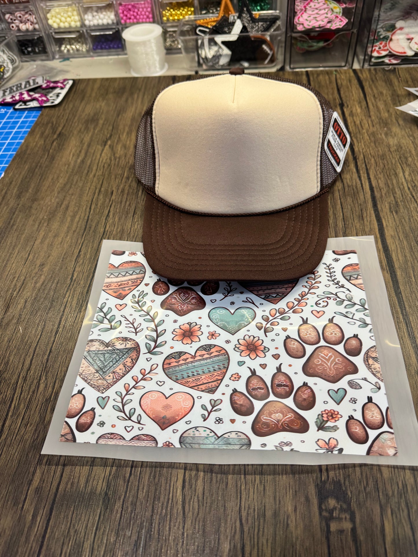 Boho Paws Single Hat Bill DTF Prints