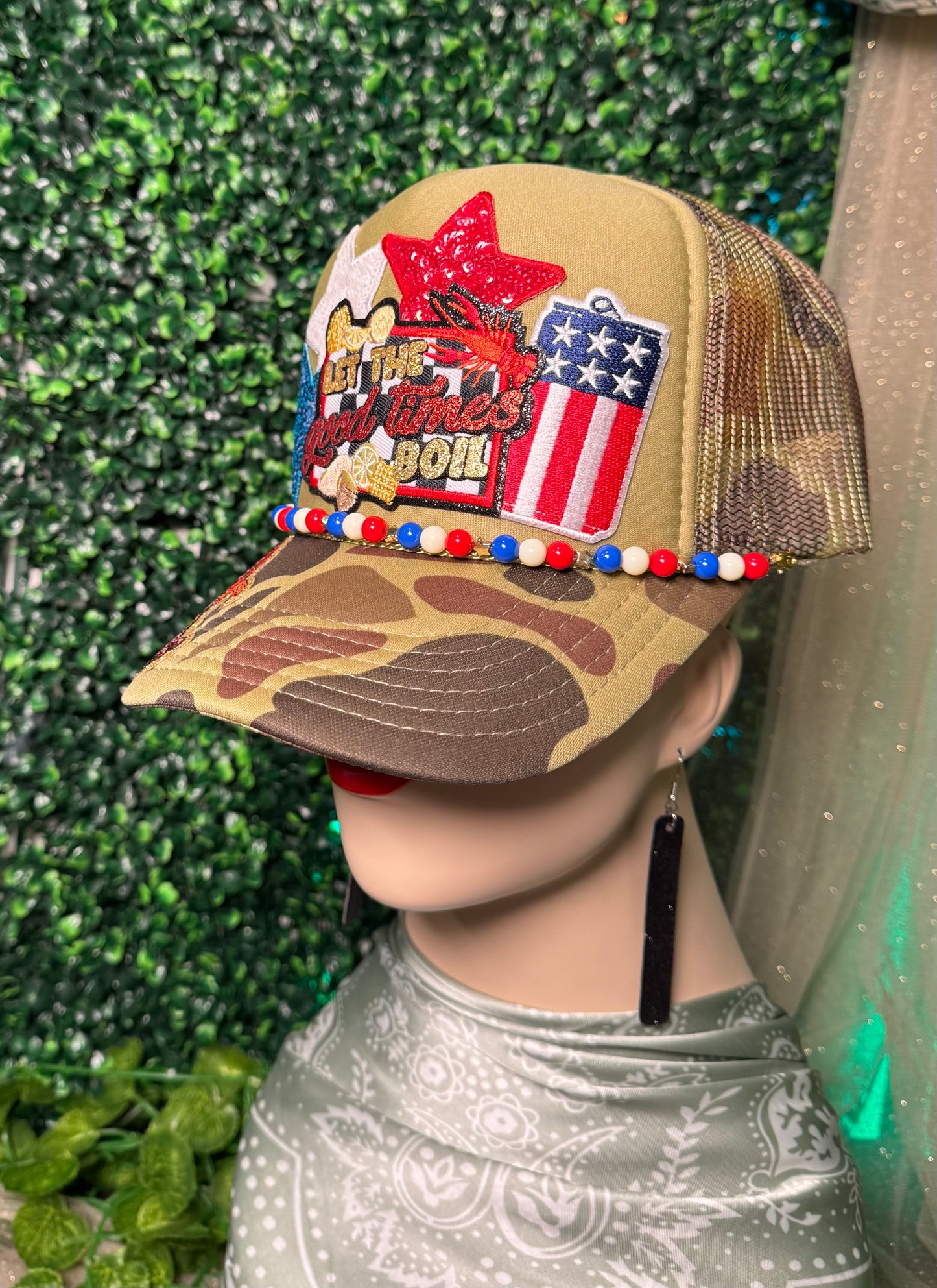 Crawfish Red White And Blue Trucker Hat