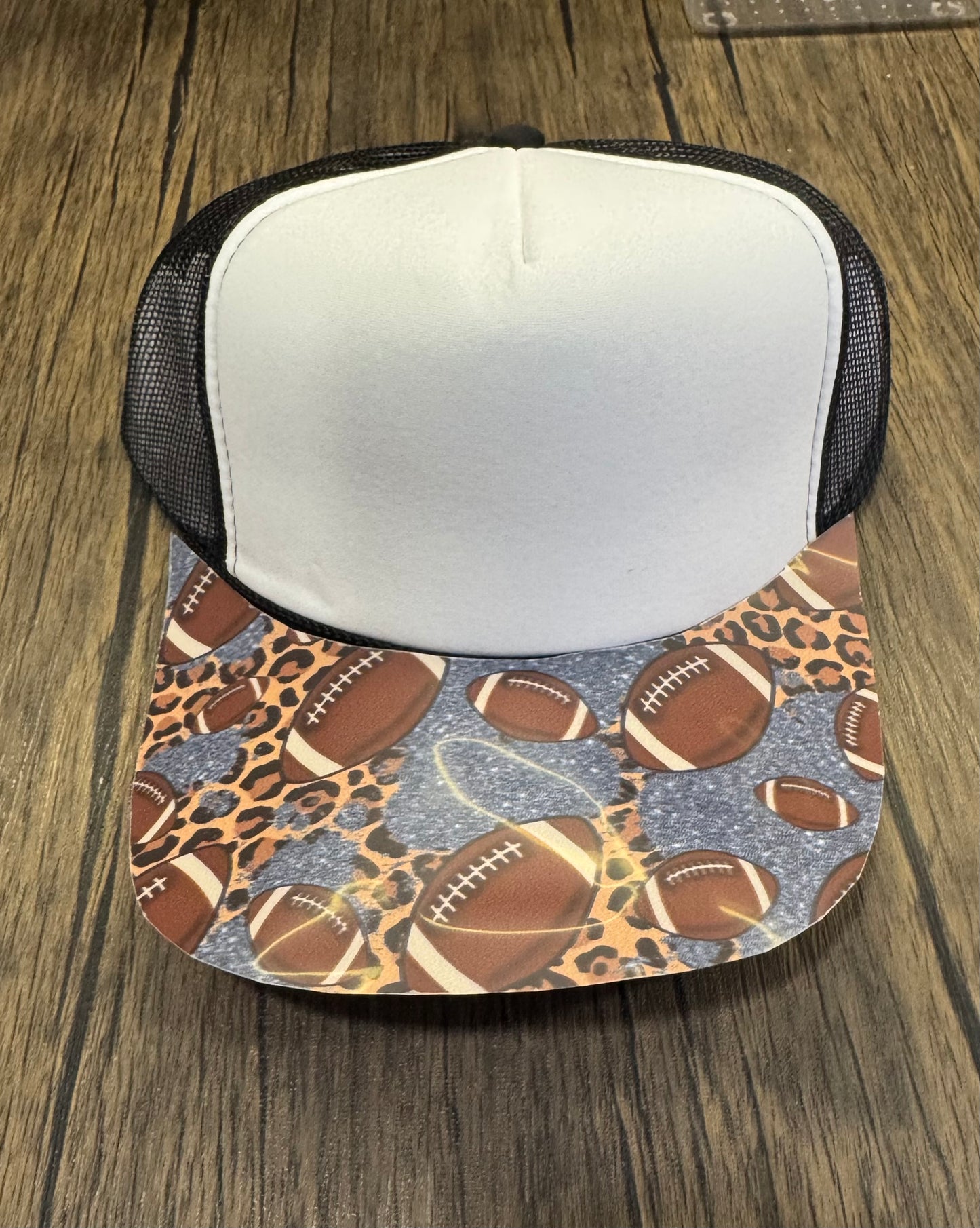 Leopard and Gray Football Single Hat Bill DTF Prints