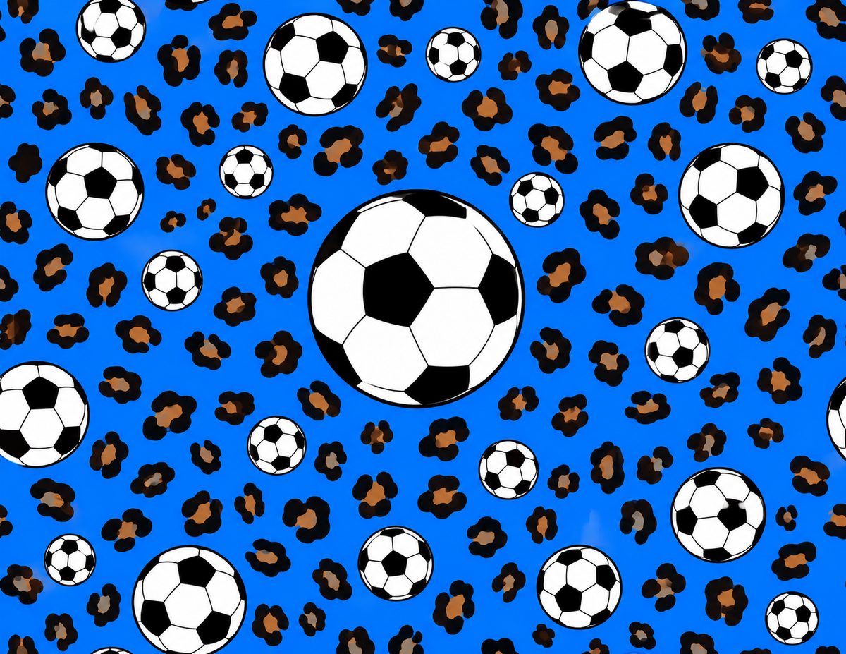 Blue and White Leopard Soccer Single Hat Bill DTF Prints