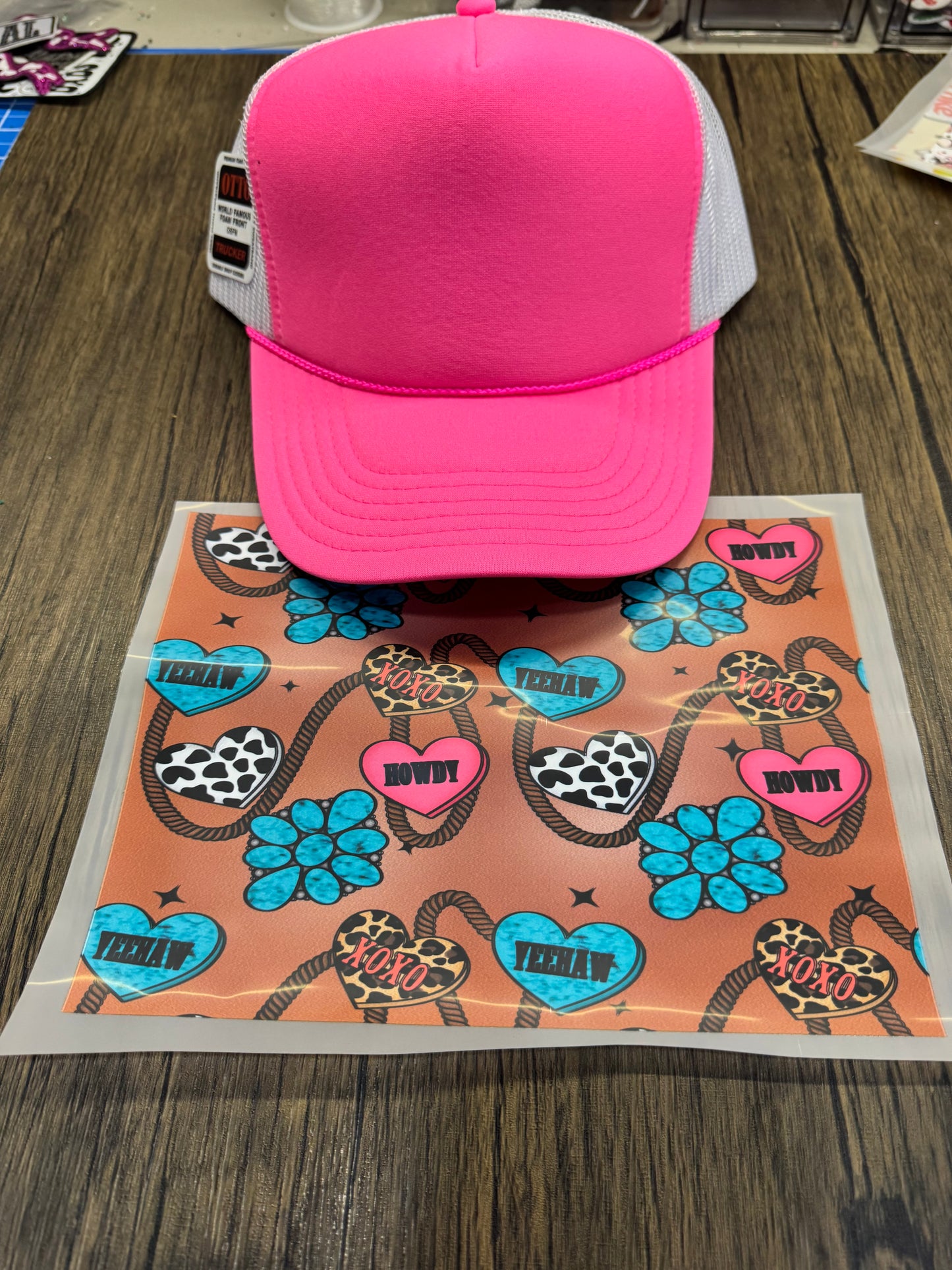 Western Valentines Single Hat Bill DTF Prints
