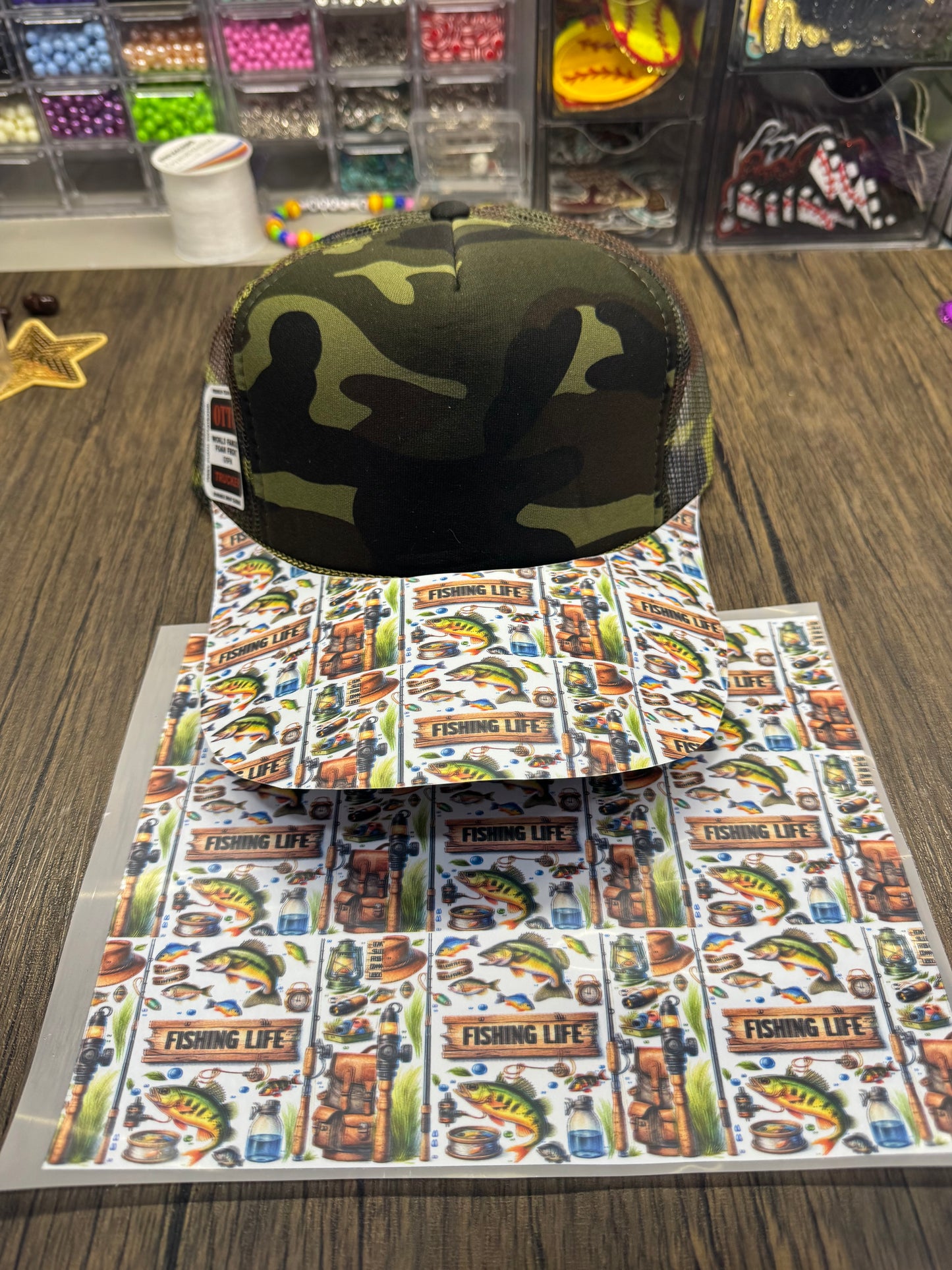 Fishing Life Single Hat Bill DTF Prints