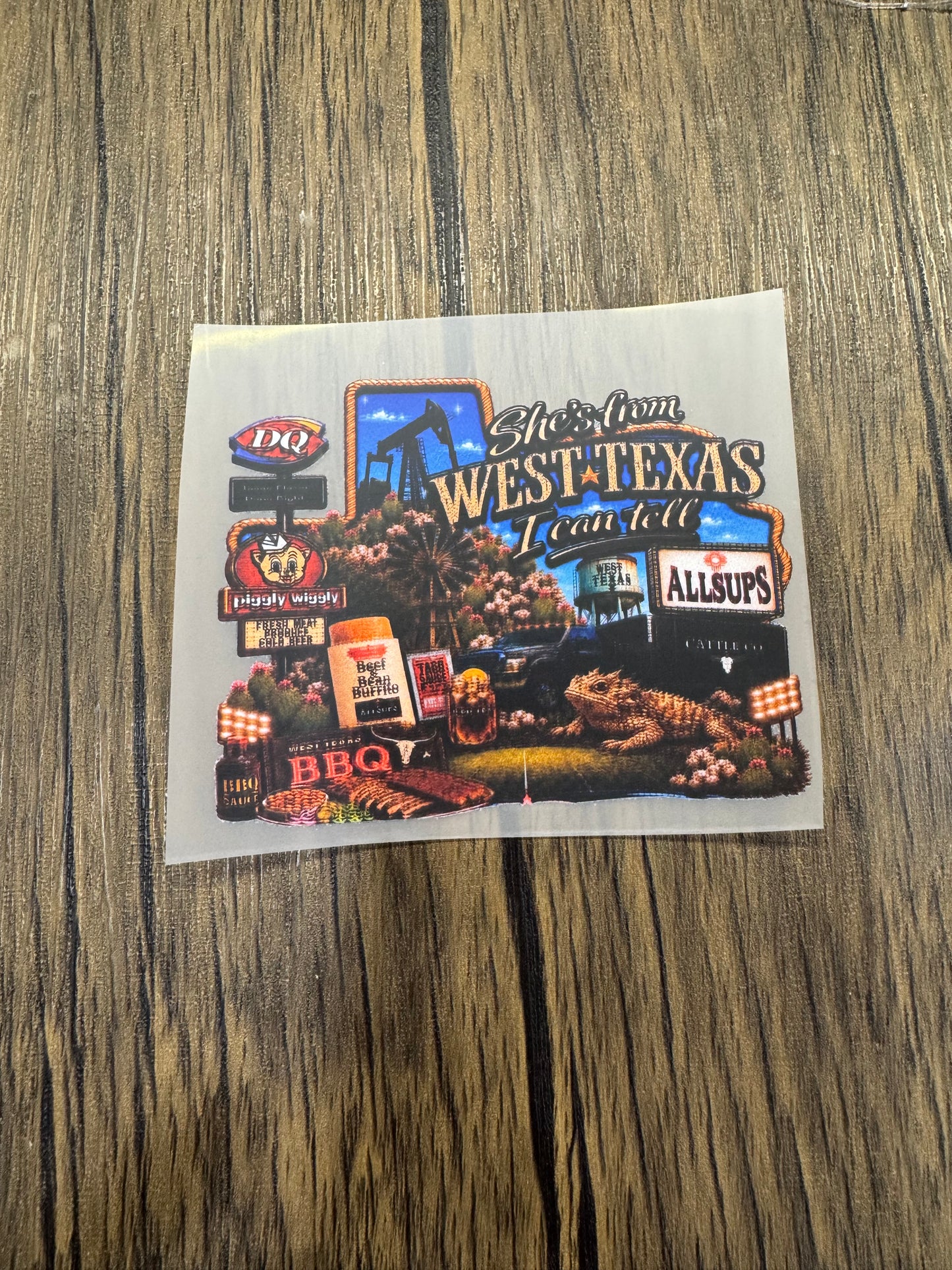 Shes From West Texas Allsups Full Front DTF Prints Hat Patch