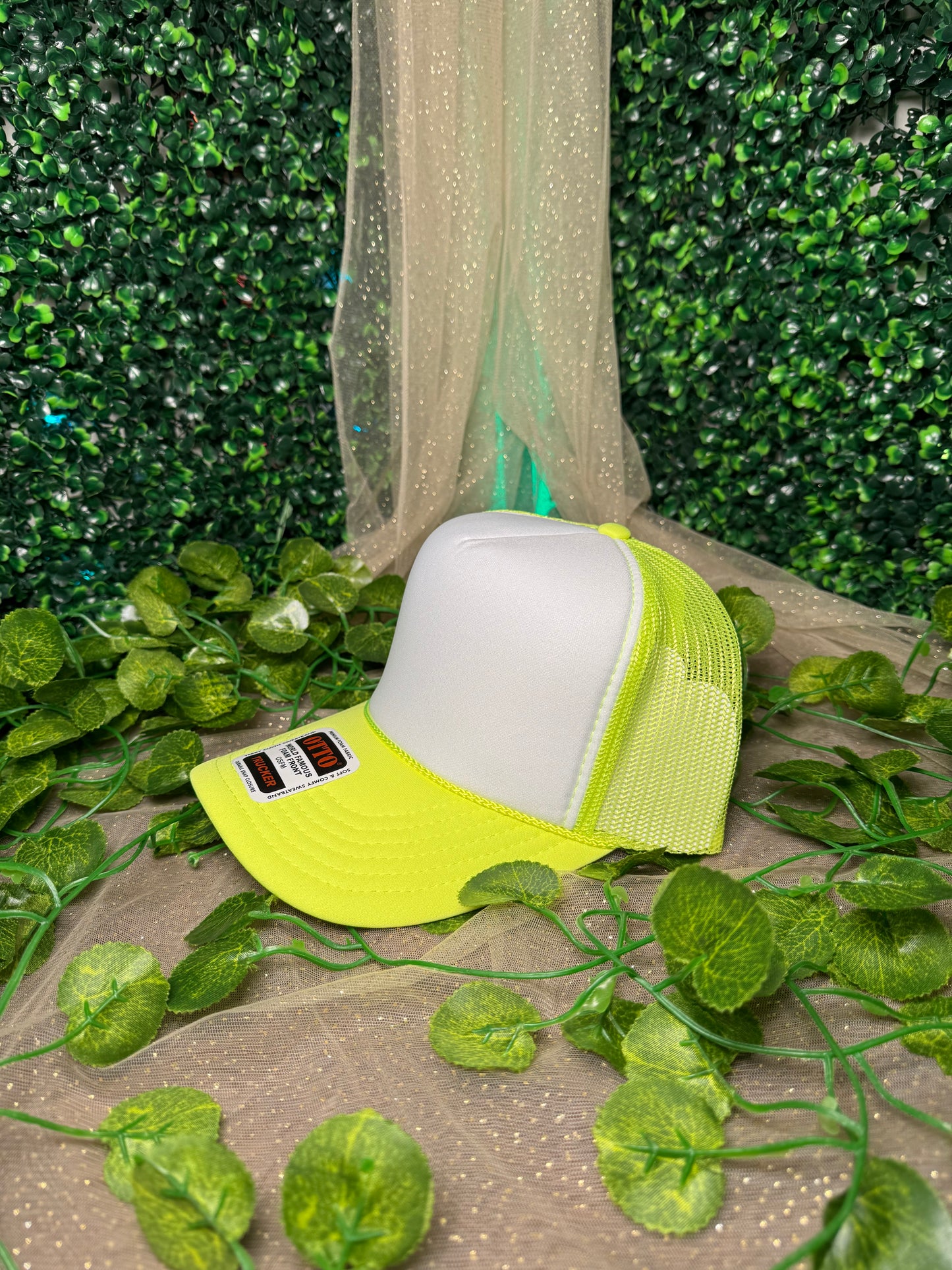 Neon Yellow And White Hat Wholesale