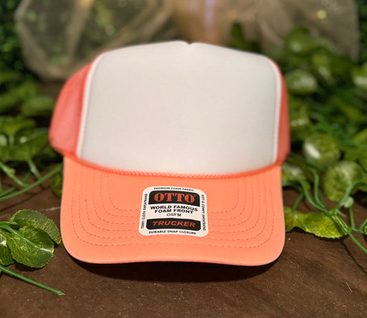 Otto Coral and White  Foam Front Trucker Hat Wholesale