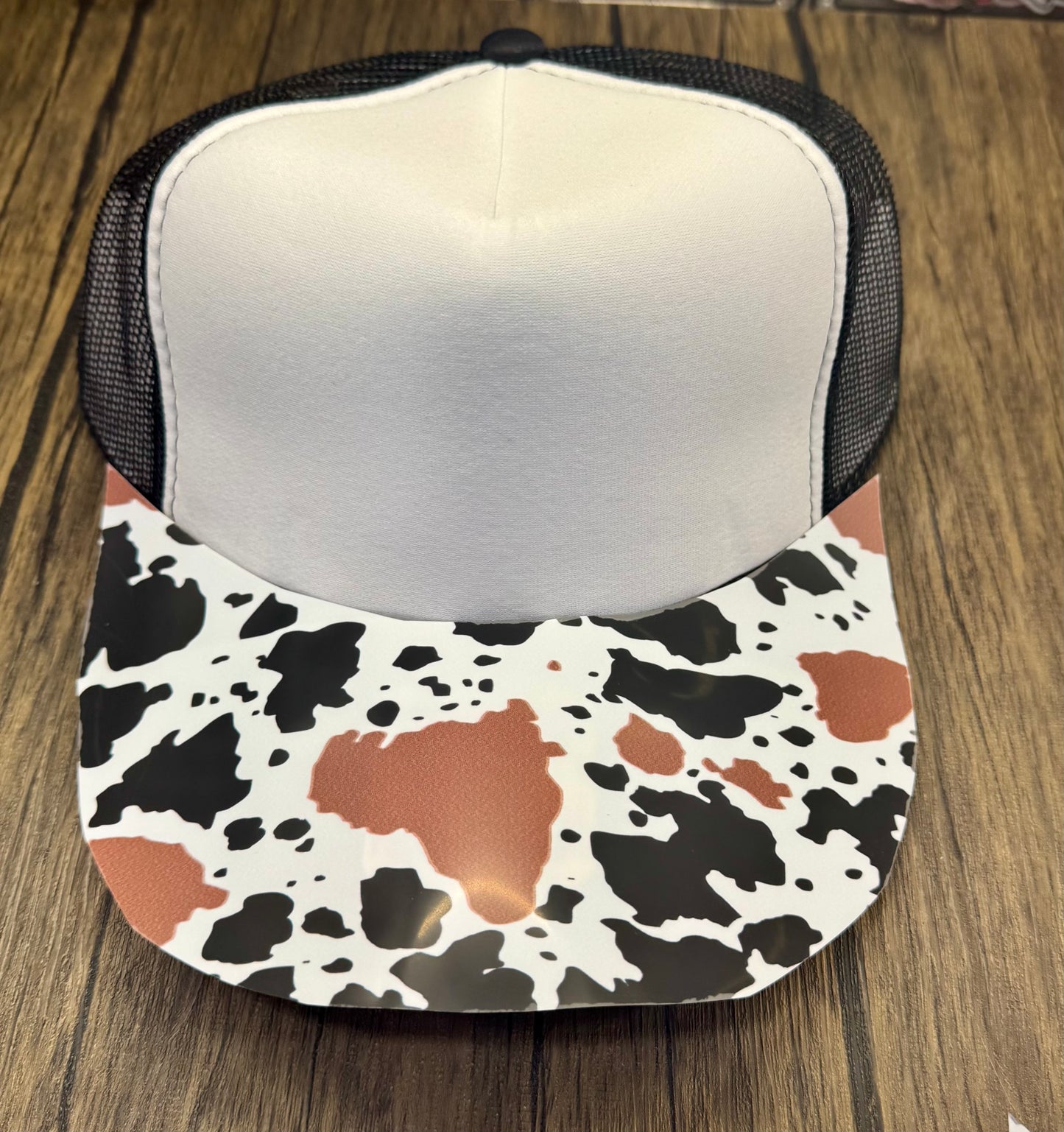 Brown and Black Cow Print Hat DTF Premade