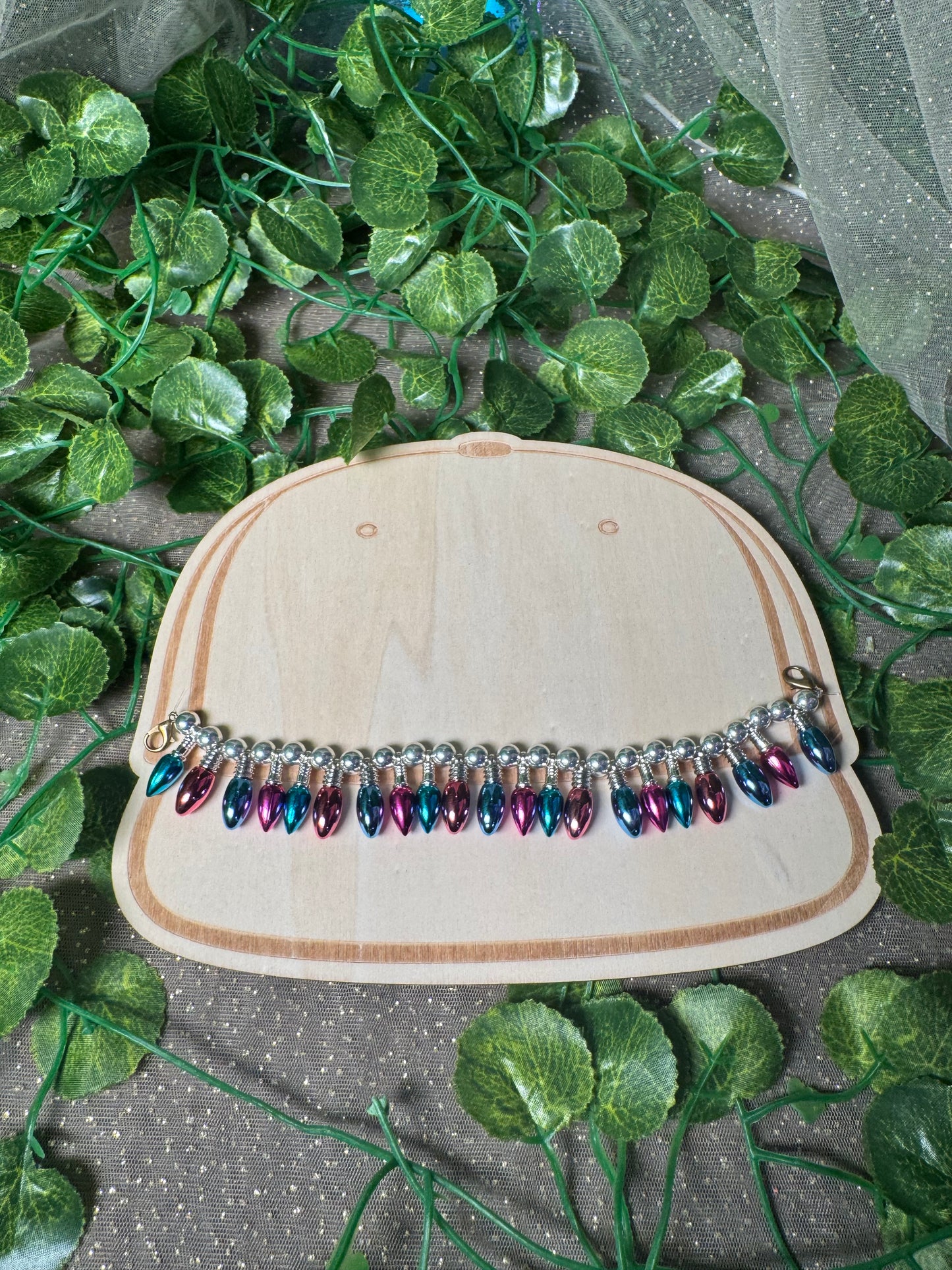 Pink And Teal Christmas Lights Hat Chain Wholesale