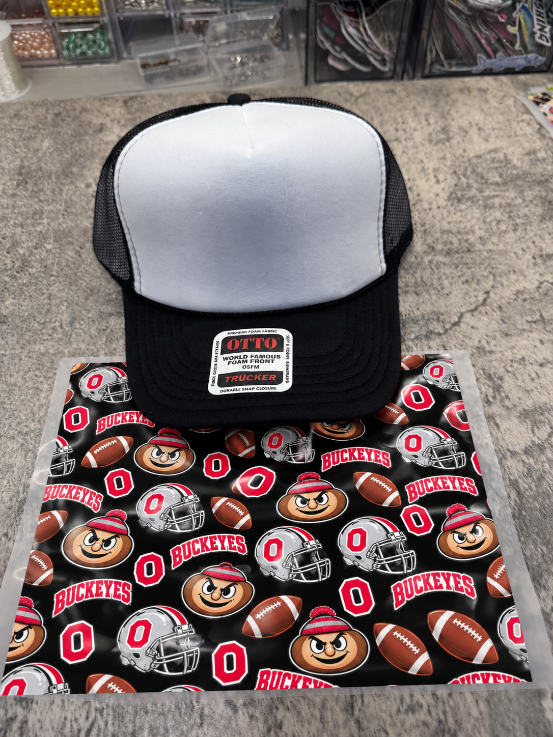 Ohio State Single Hat Bill DTF Prints