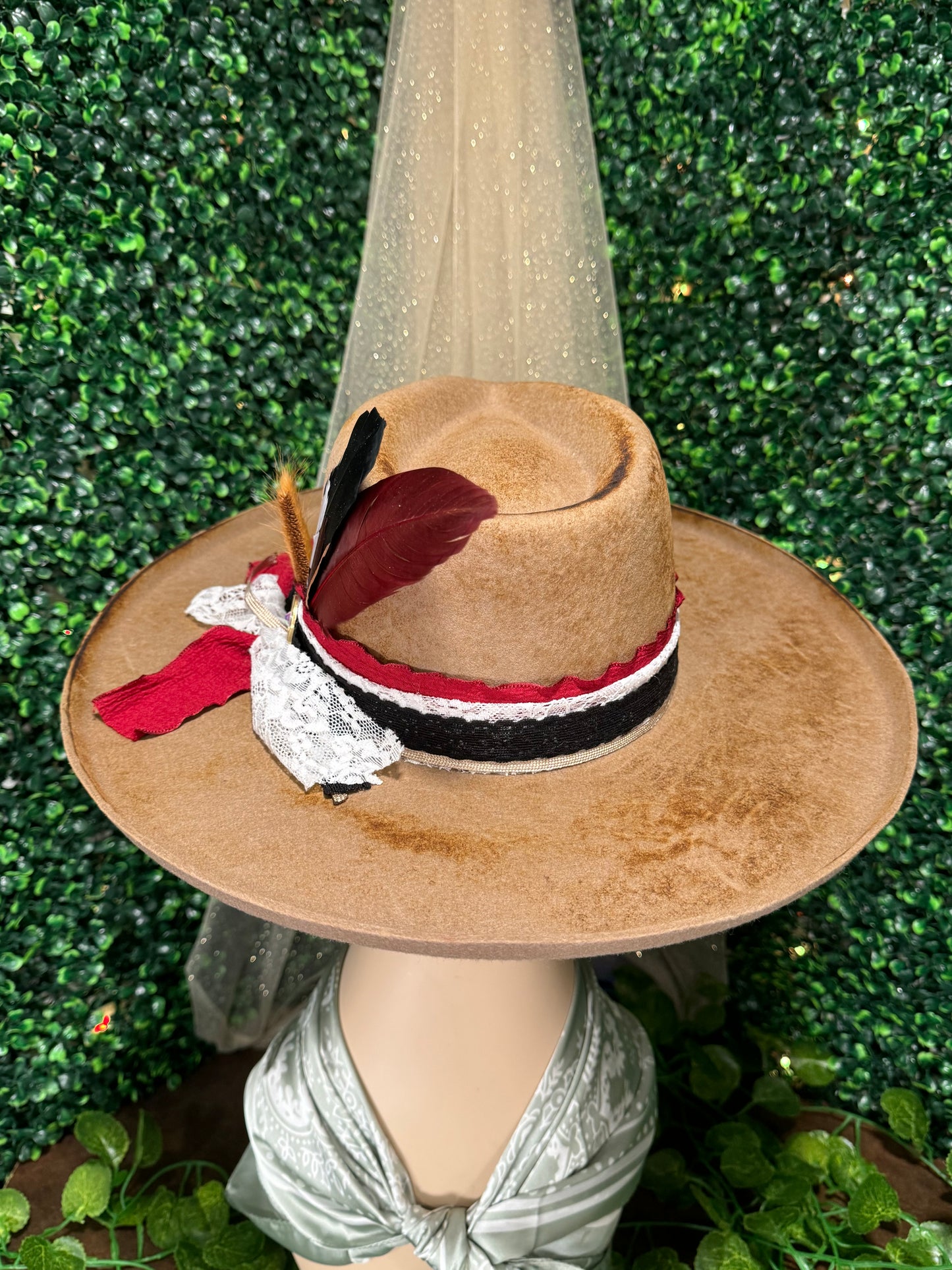 Red And Black Rancher Custom Hat