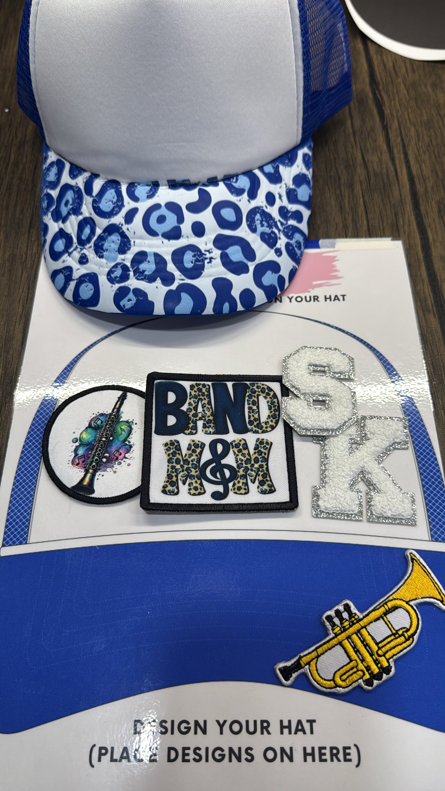 Blue Leopard DTF Hat Print Wholesale