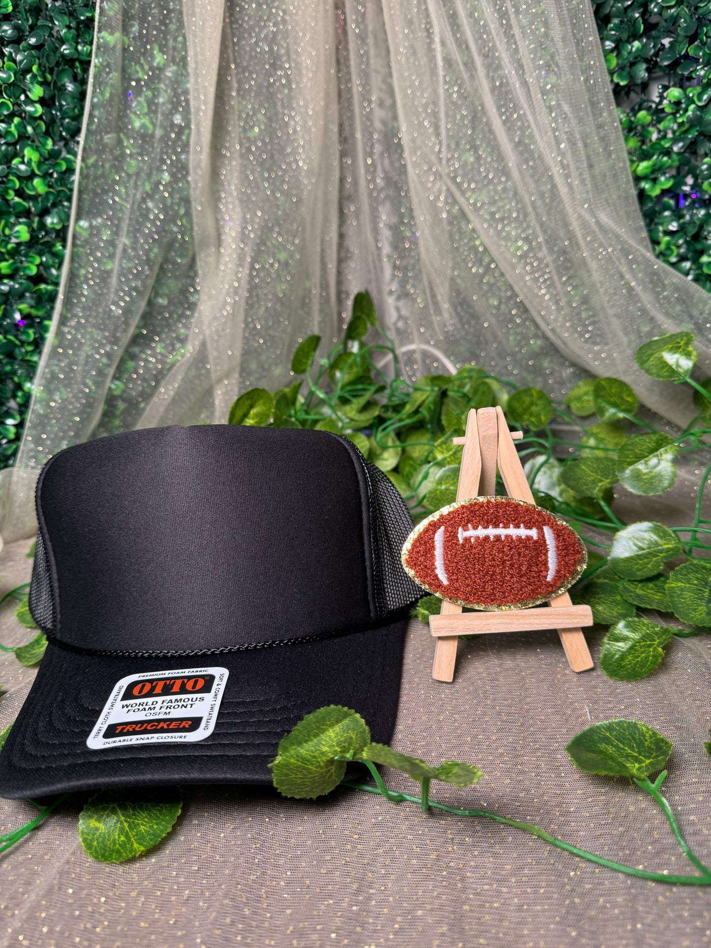 Gold Trim Football Hat Patches Wholesale