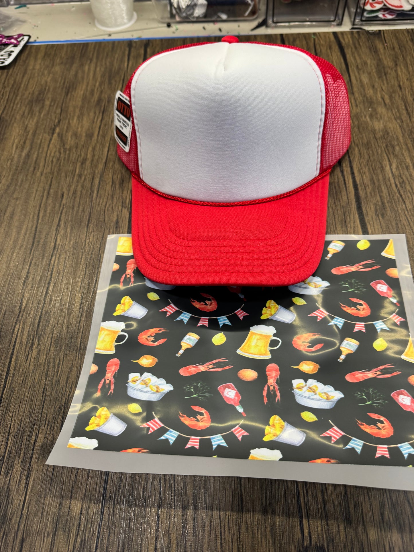 Black Crawfish Single Hat Bill DTF Prints