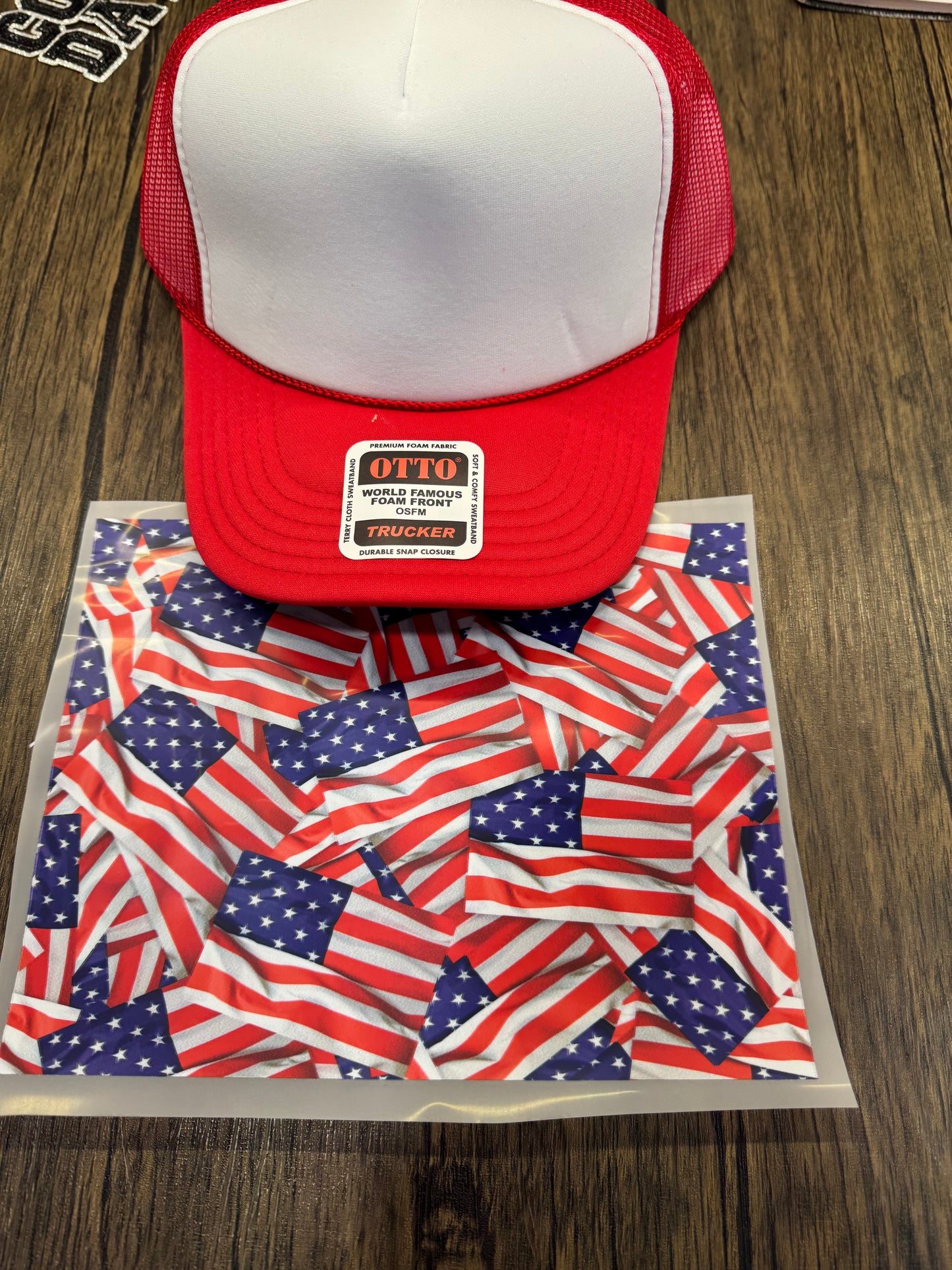 USA Flag Single Hat Bill DTF Prints