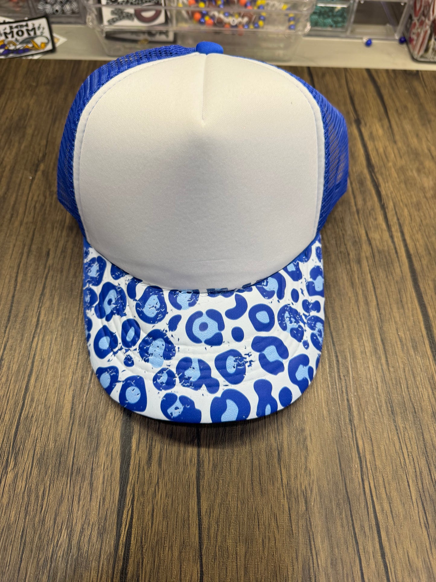 Blue Leopard DTF Hat Print Wholesale