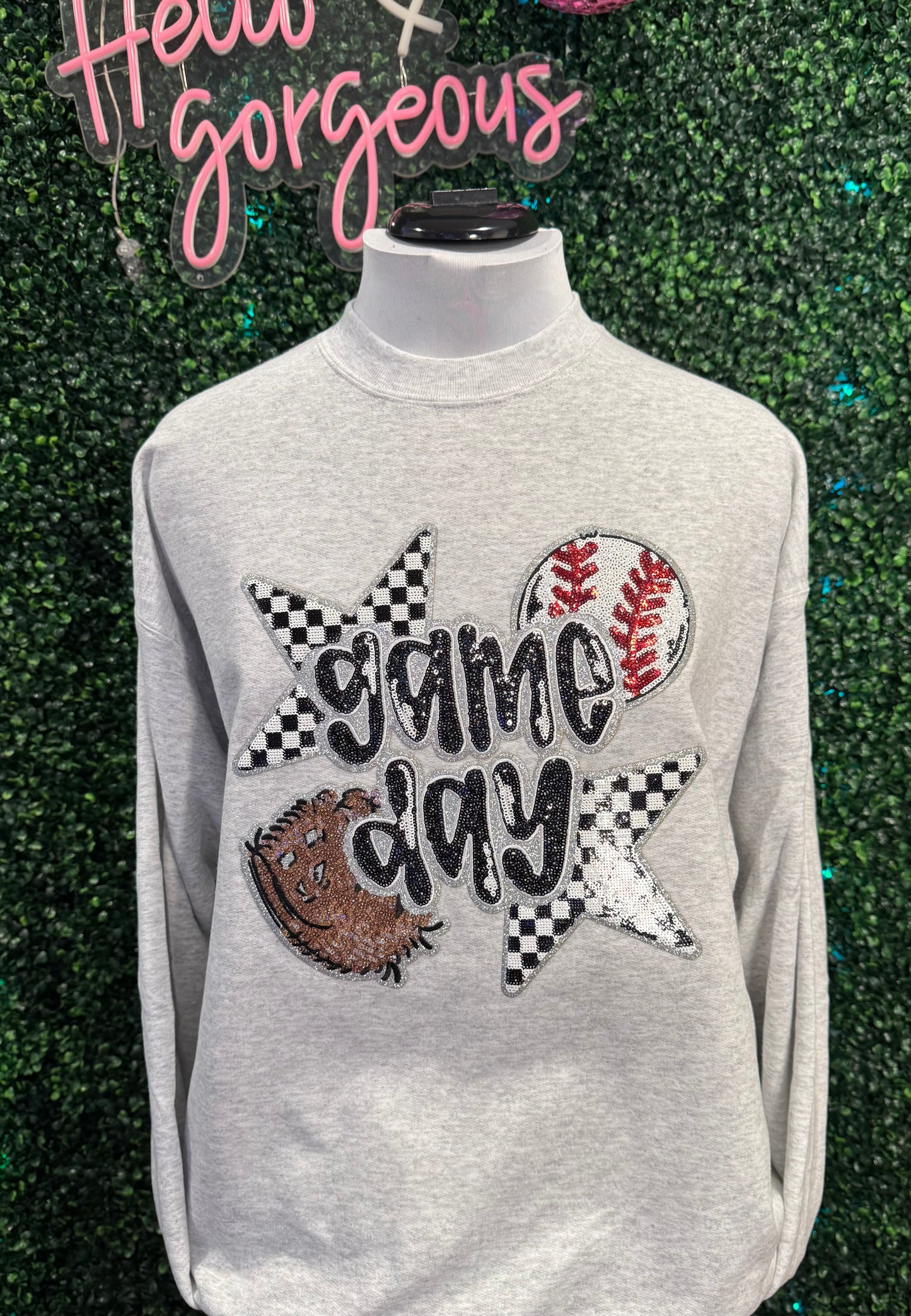 Baseball Sequins Patch Sweatshirt