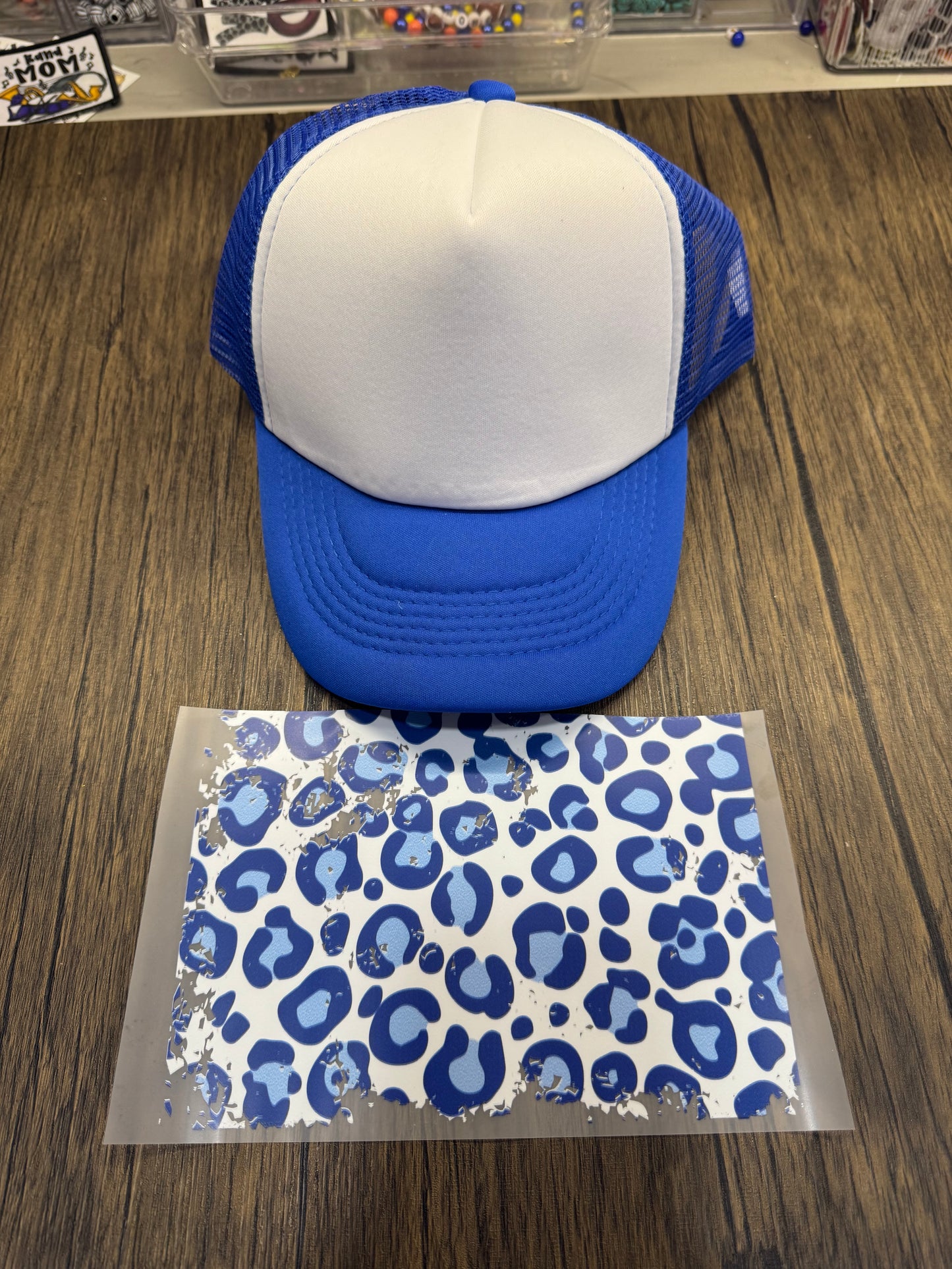 Blue Leopard DTF Hat Print Wholesale