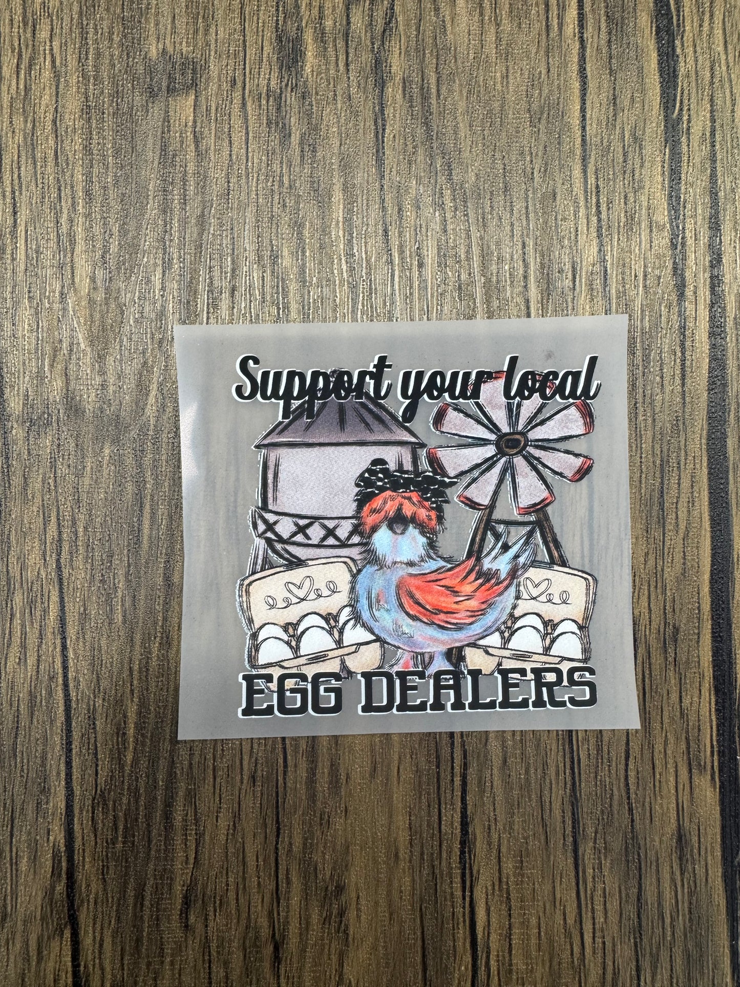 Support Your Local Egg Dealer Hat Size DTF Prints