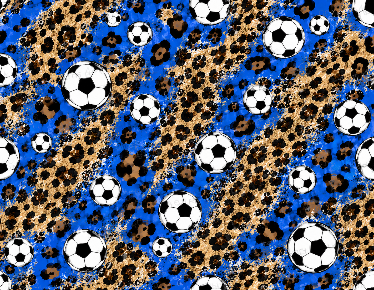 Blue and Regular Leopard Soccer Single Hat Bill DTF Prints