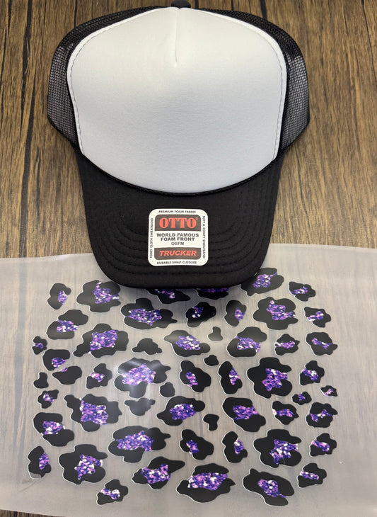 Purple Leopard Bill DTF Prints Hat Patch Wholesale