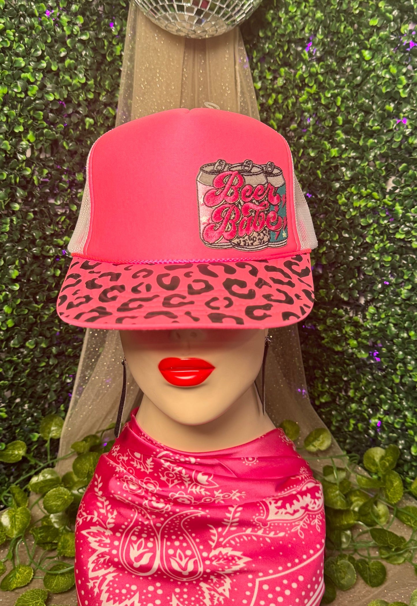 Beer Babe Leopard Trucker Hat