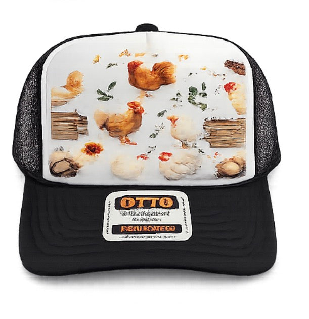 White Chicken Full Front DTF Prints Hat Patch