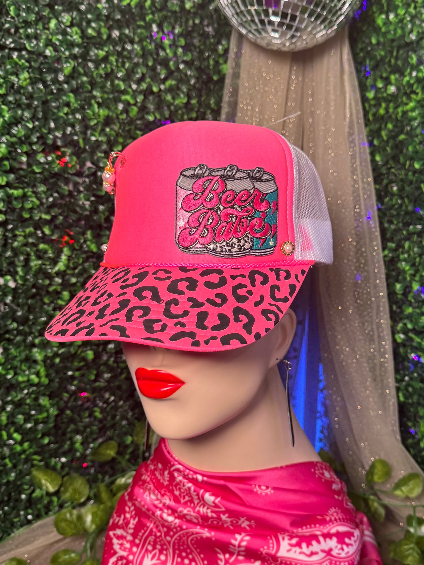 Beer Babe Leopard Trucker Hat