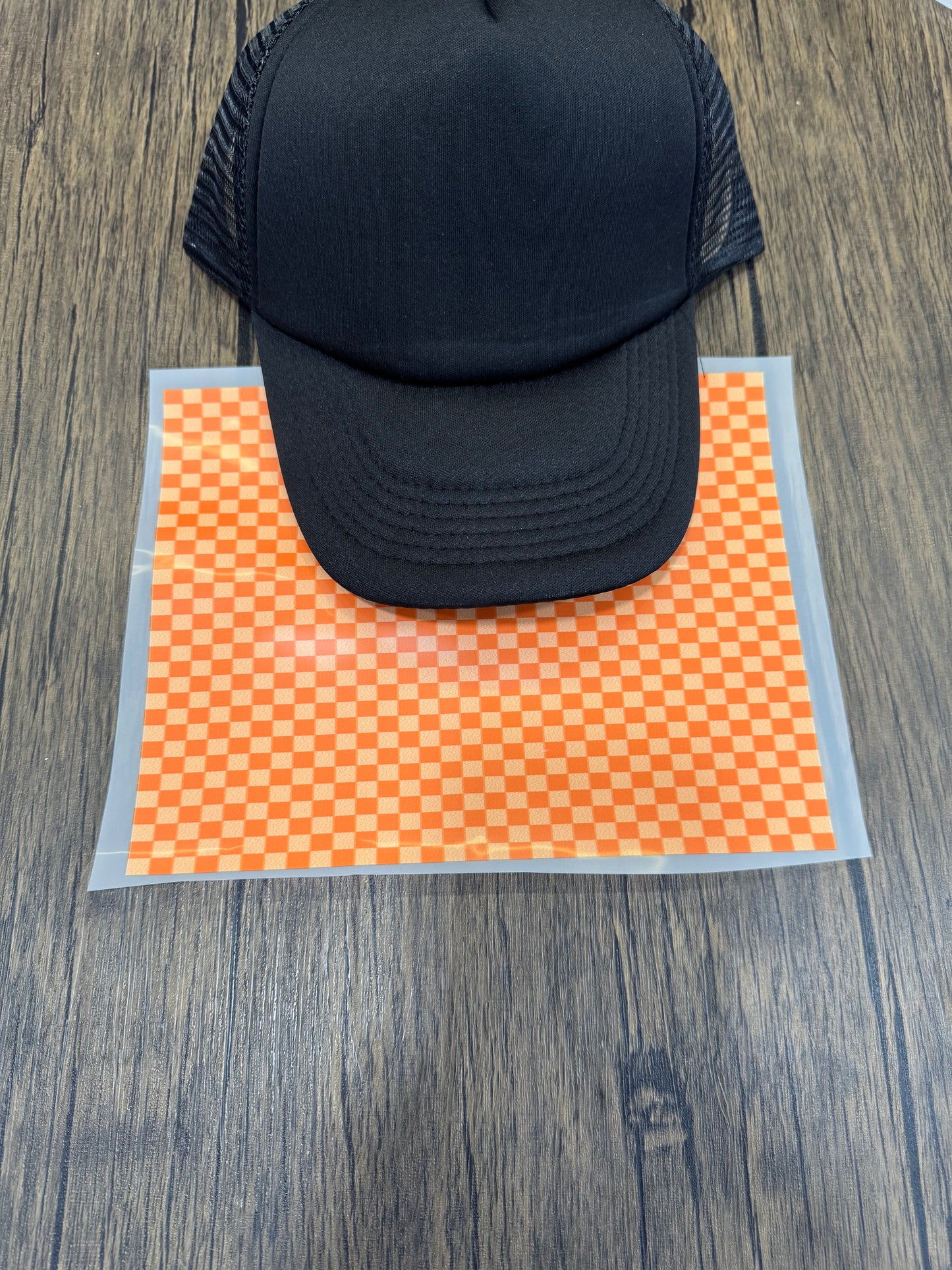 Orange Plaid Single Hat Bill DTF Prints