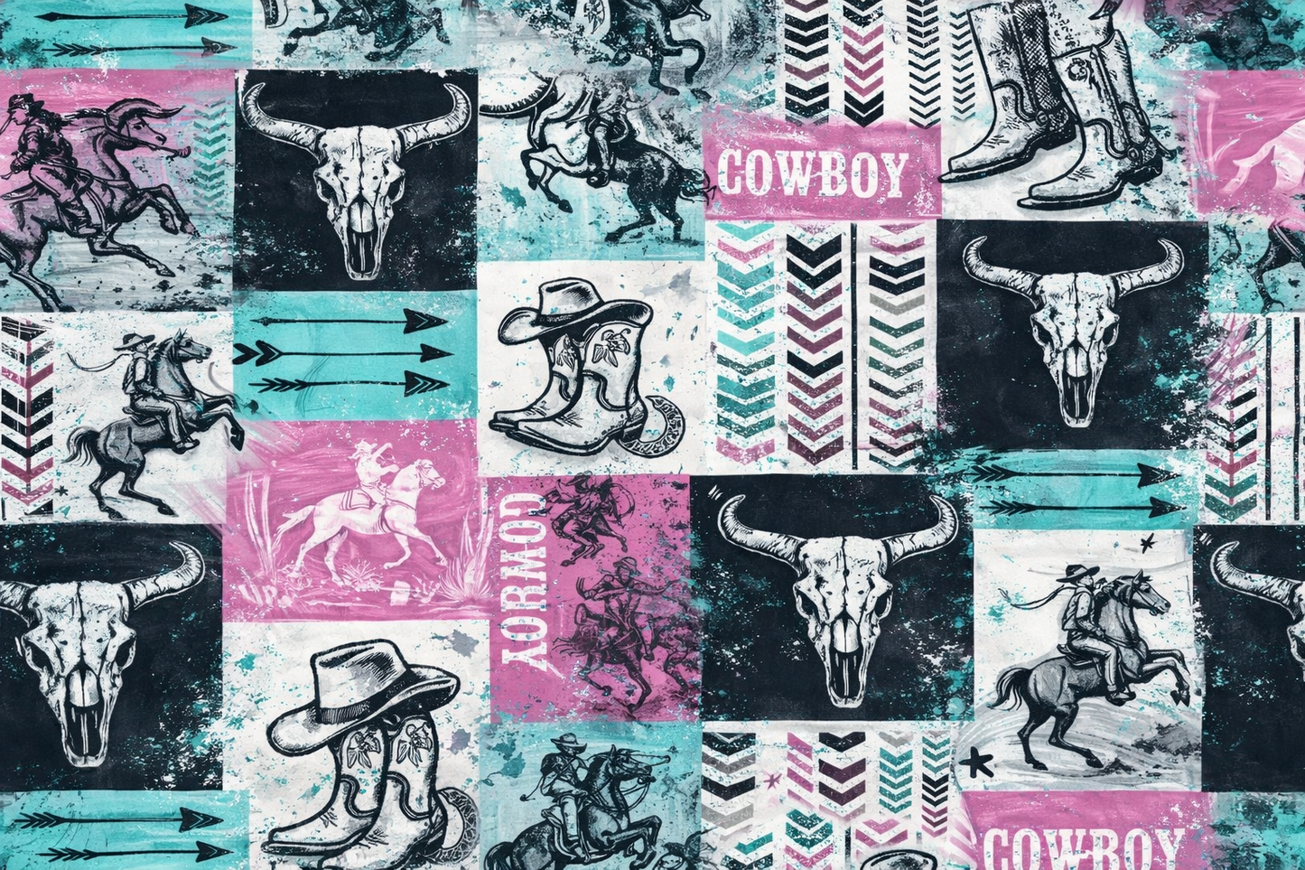 Cowboys Boots and Bulls Single Hat Bill Prints