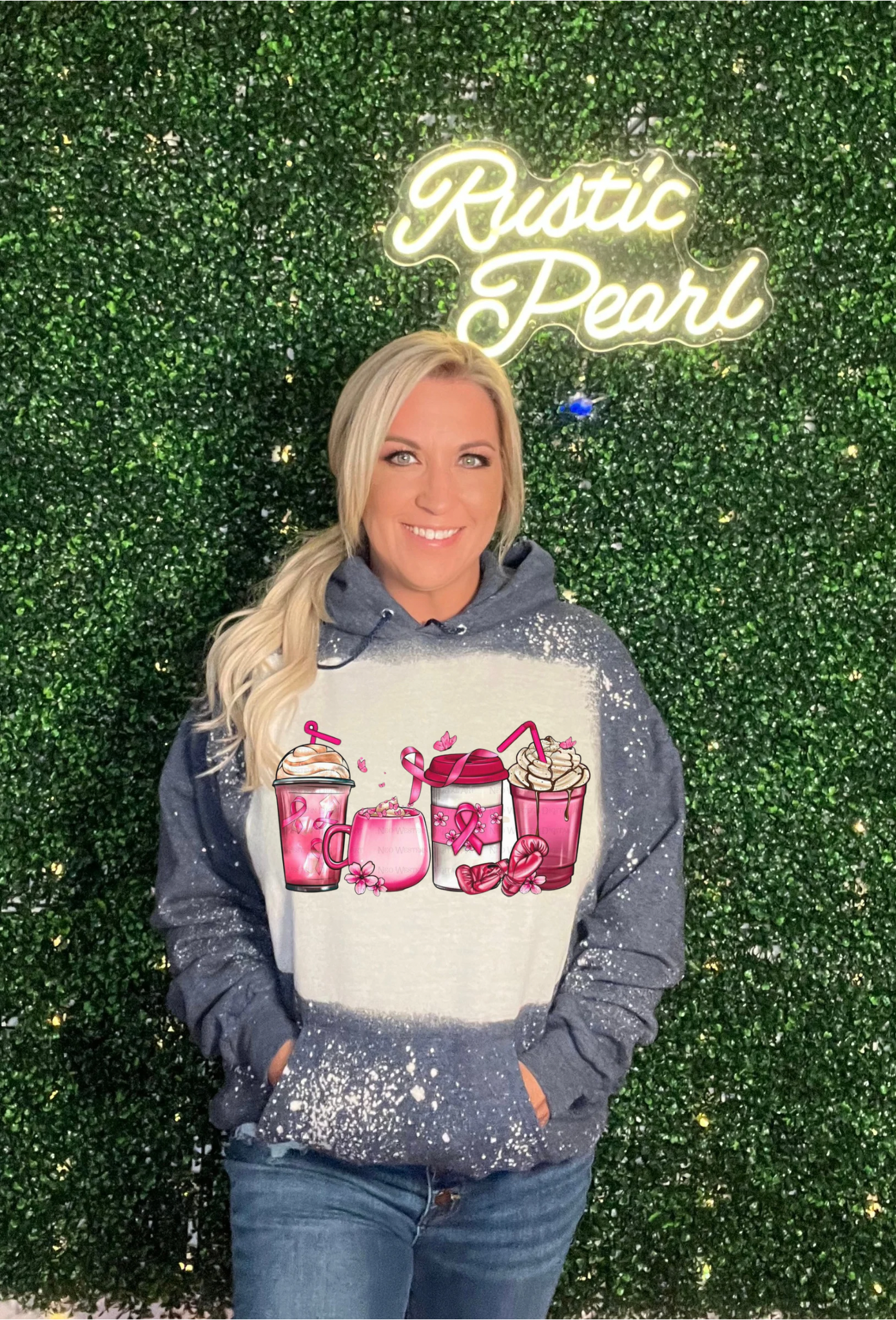 Breast Cancer Awareness Hoodie Rustic Pearl Boutique