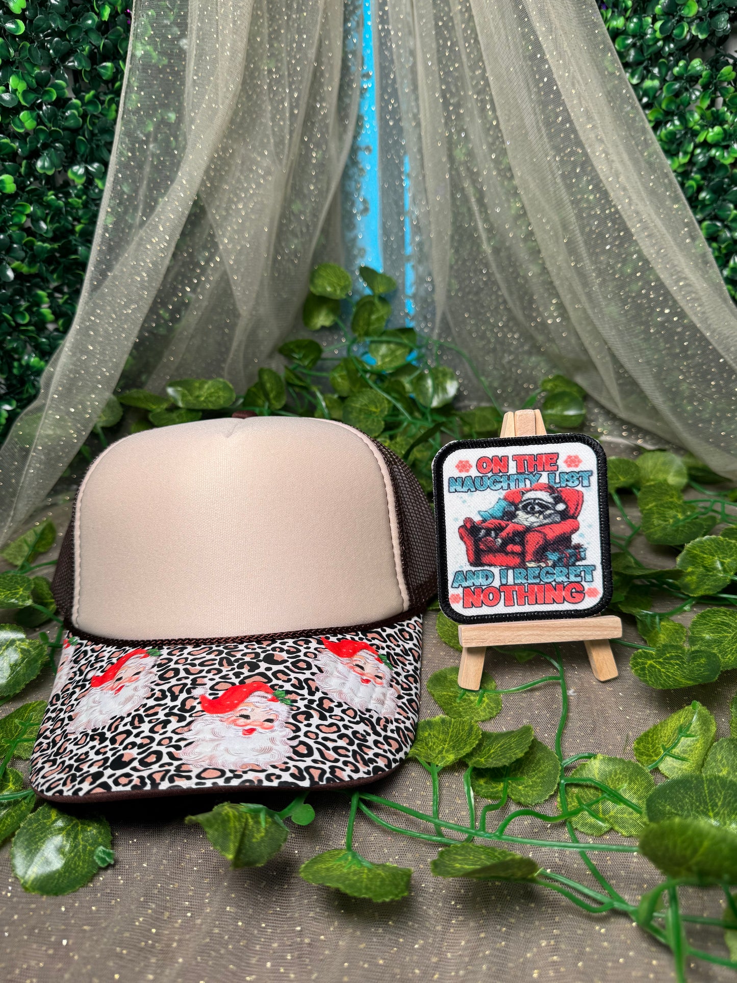 Raccoon Naughty List Hat Patches Wholesale