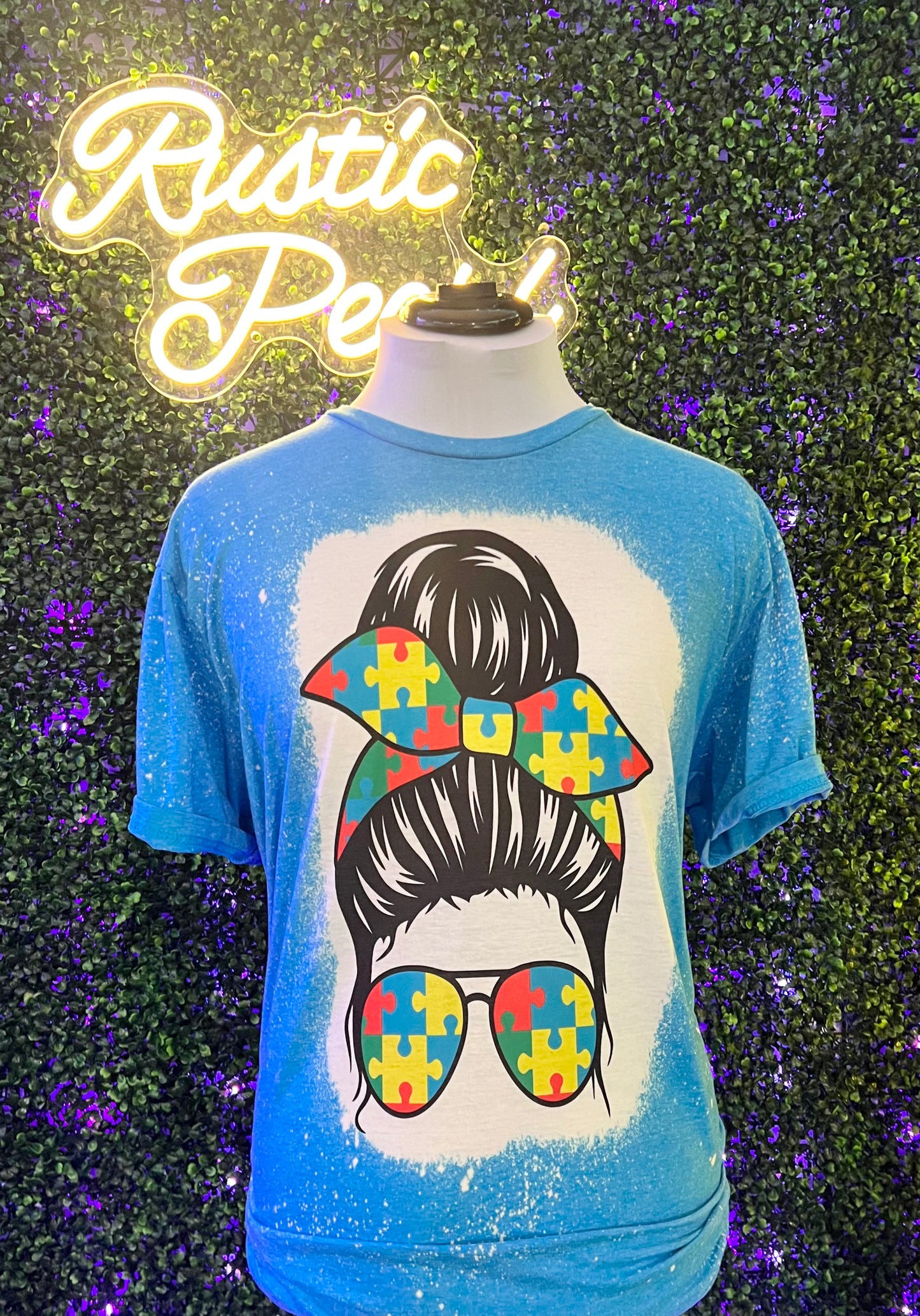 Autism Awareness Messy Bun Shirts