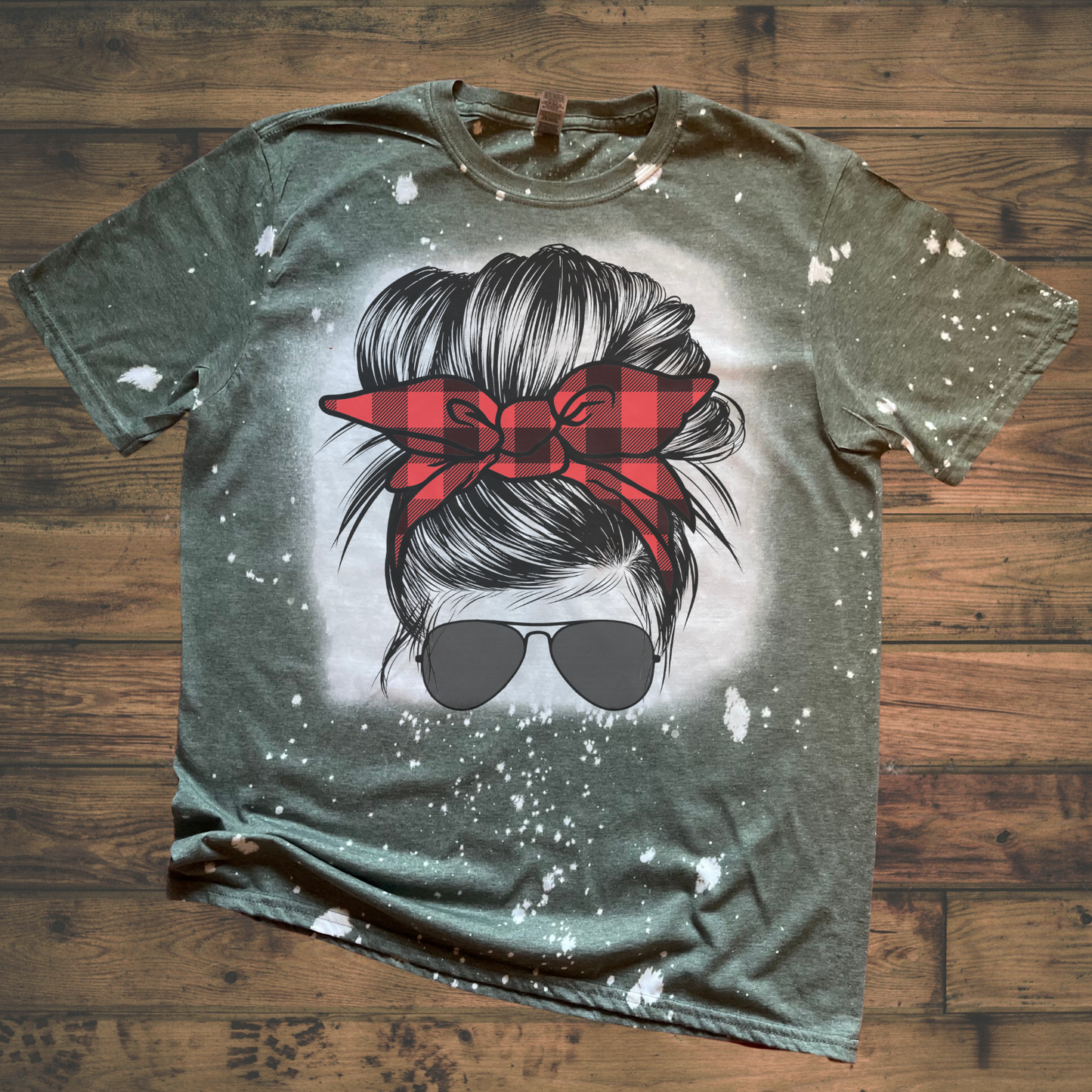 Plaid Messy Bun Shirt