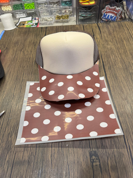 Brown Polkadot Single Hat Bill  Prints